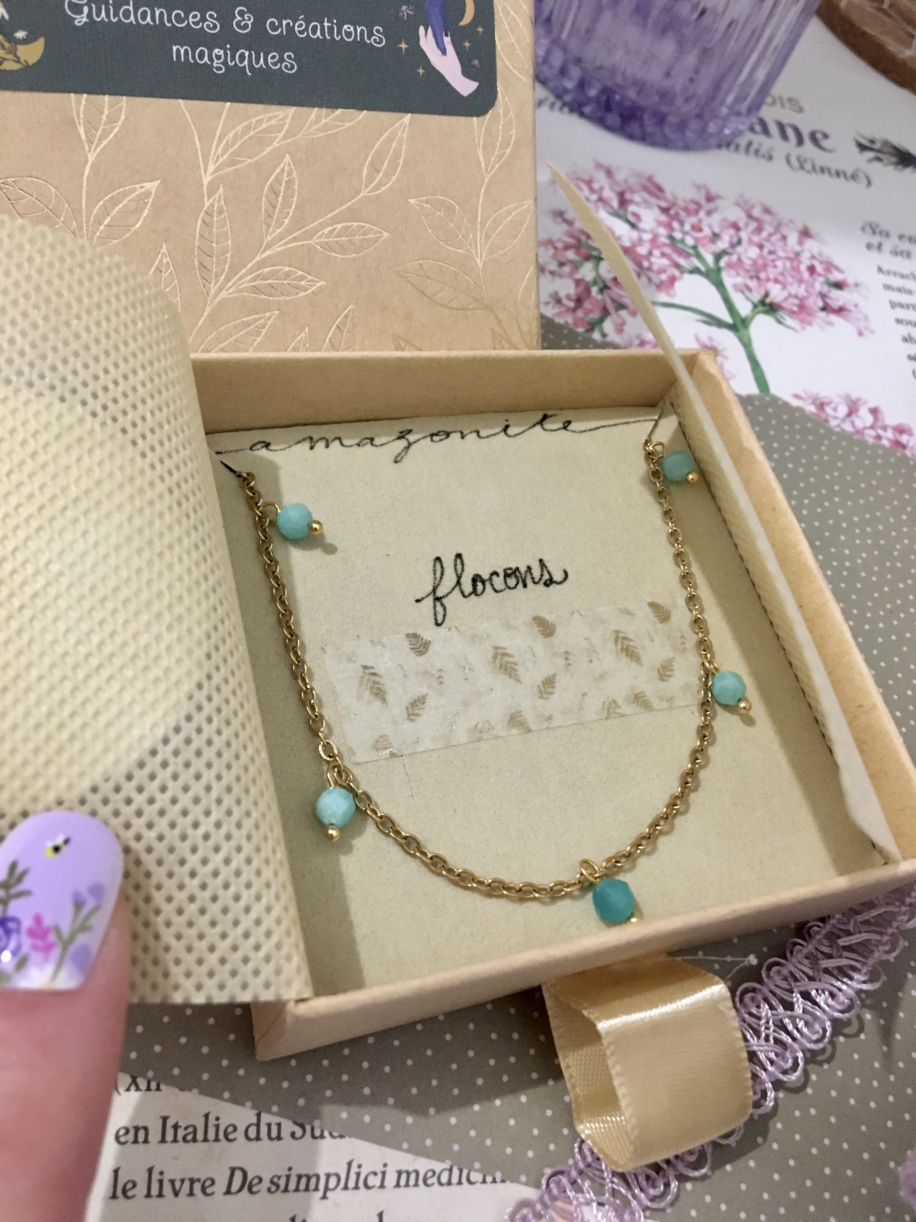 Collier flocons : amazonite