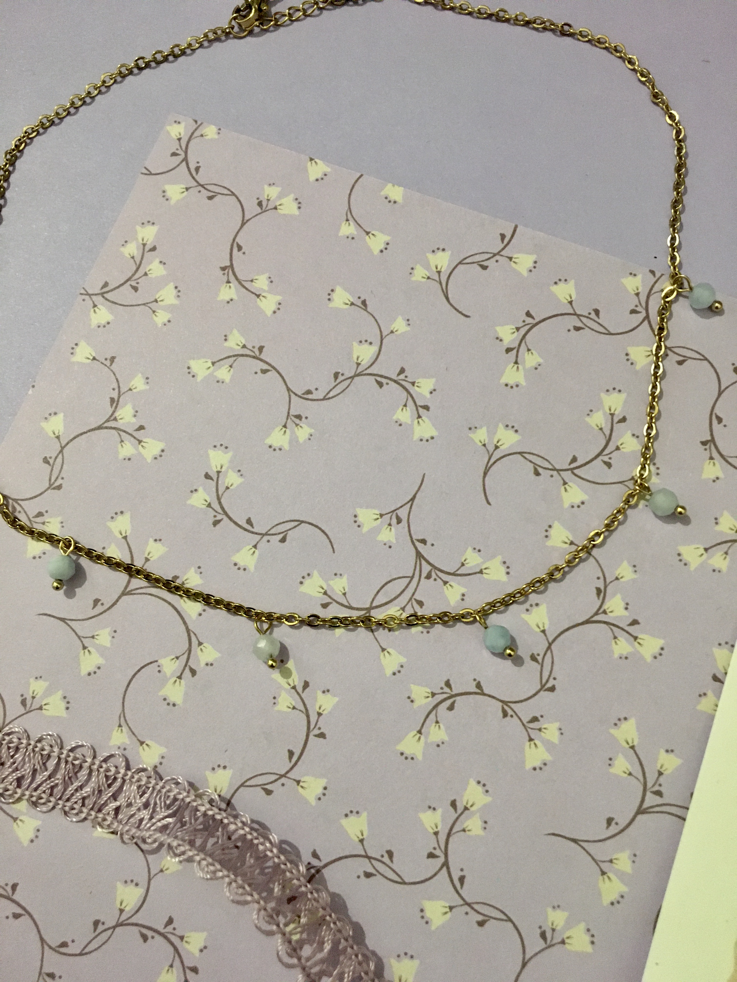 Collier flocons : aigue marine