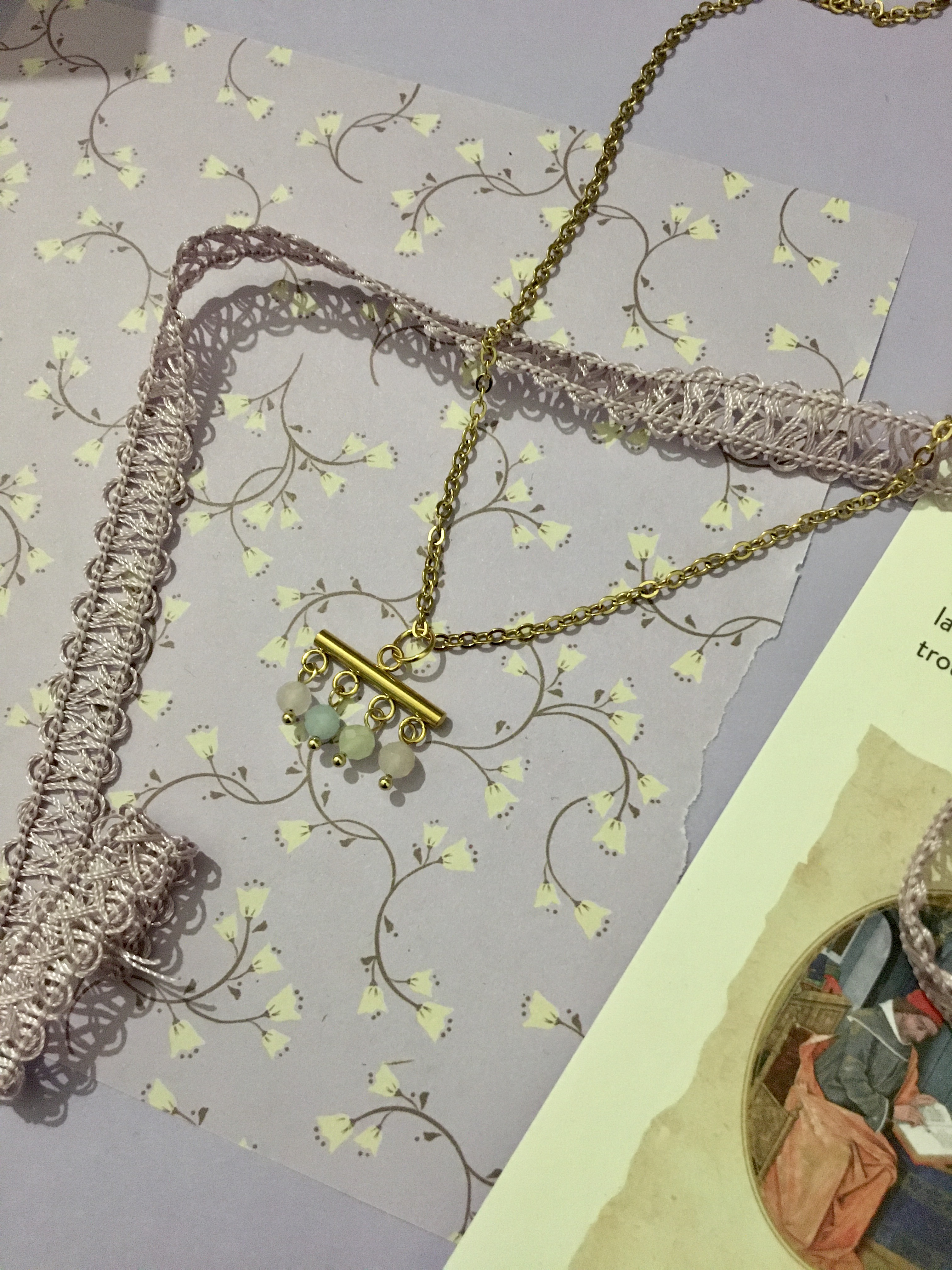 Collier étoiles givrées : morganite