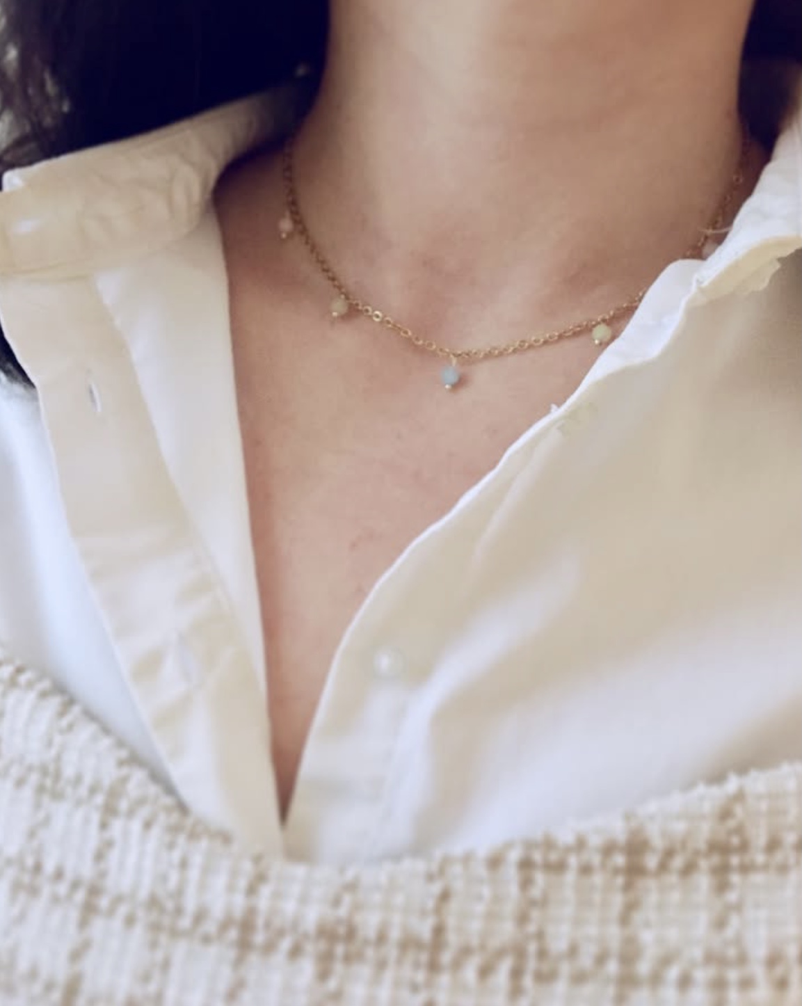 Collier flocons : morganite