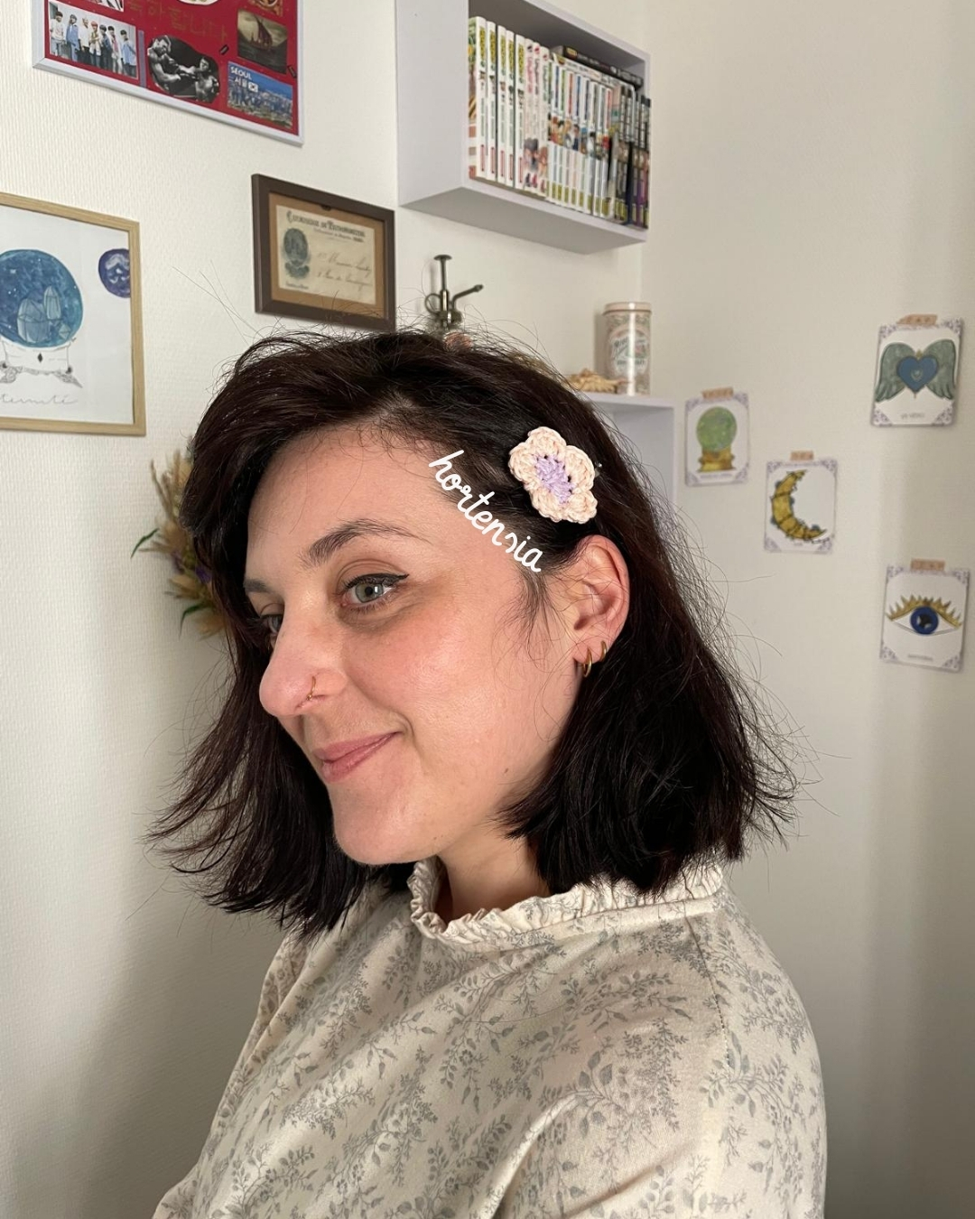 Pince à cheveux : hortensia