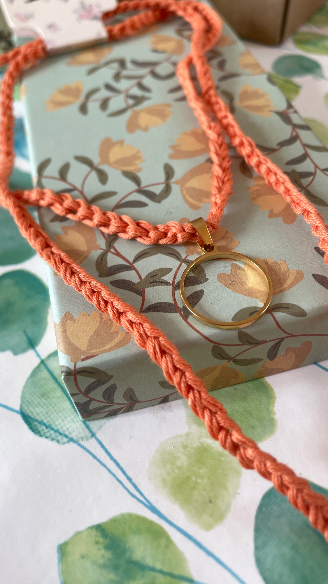 Collier choker Sorbet orange - double tressage