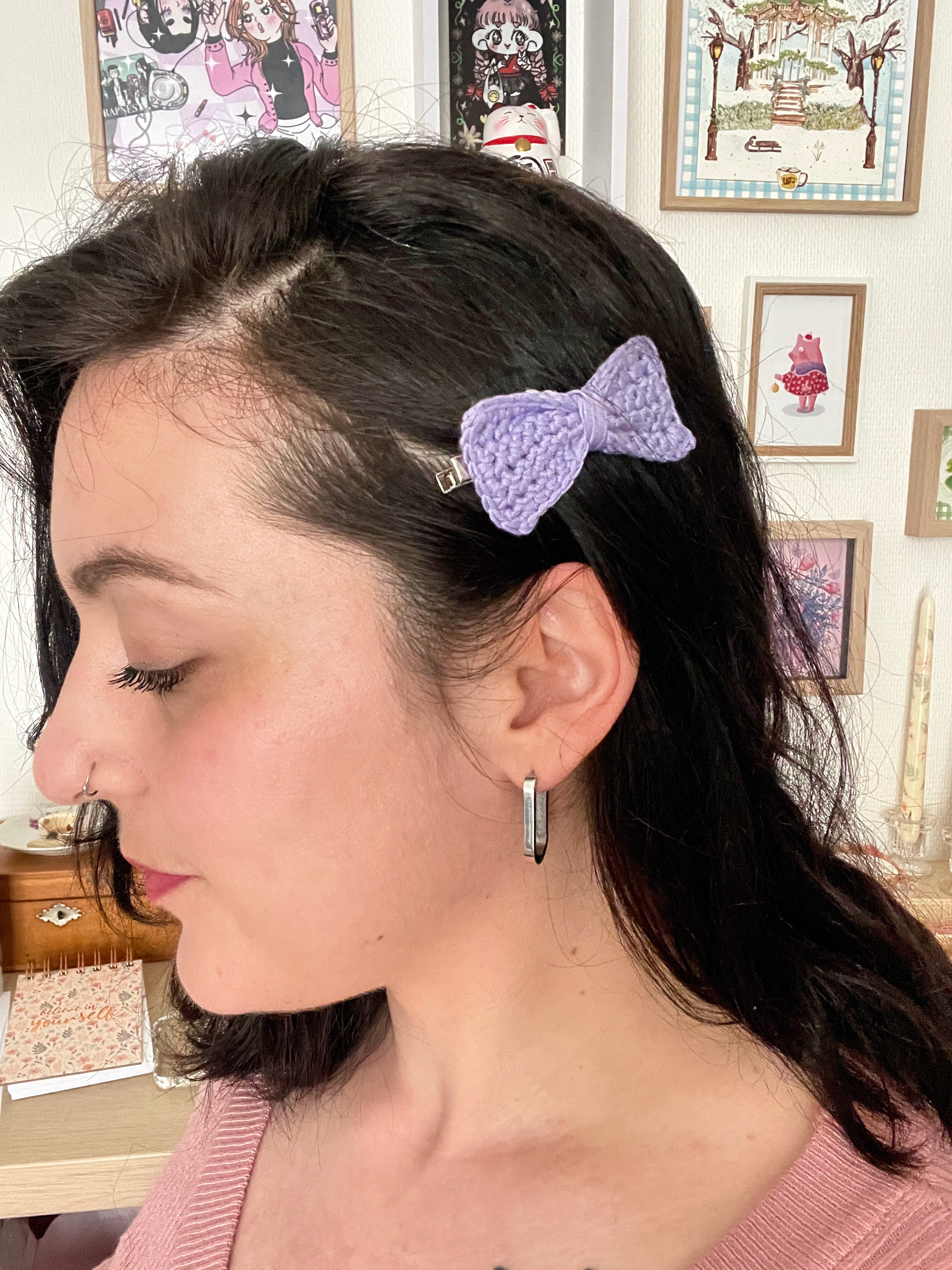 Pince à cheveux "noeud" - Pivoine