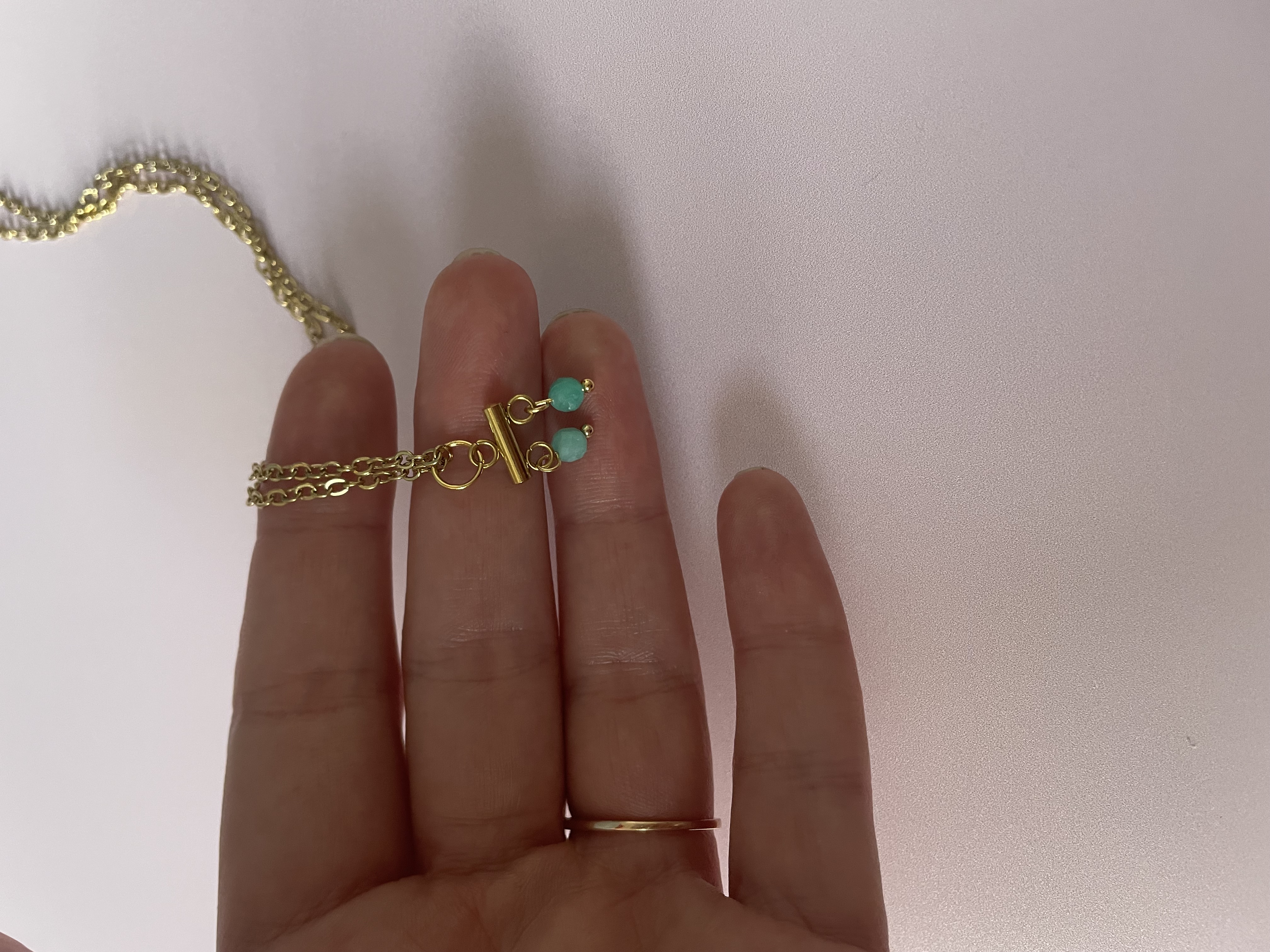 Collier étoiles givrées : amazonite