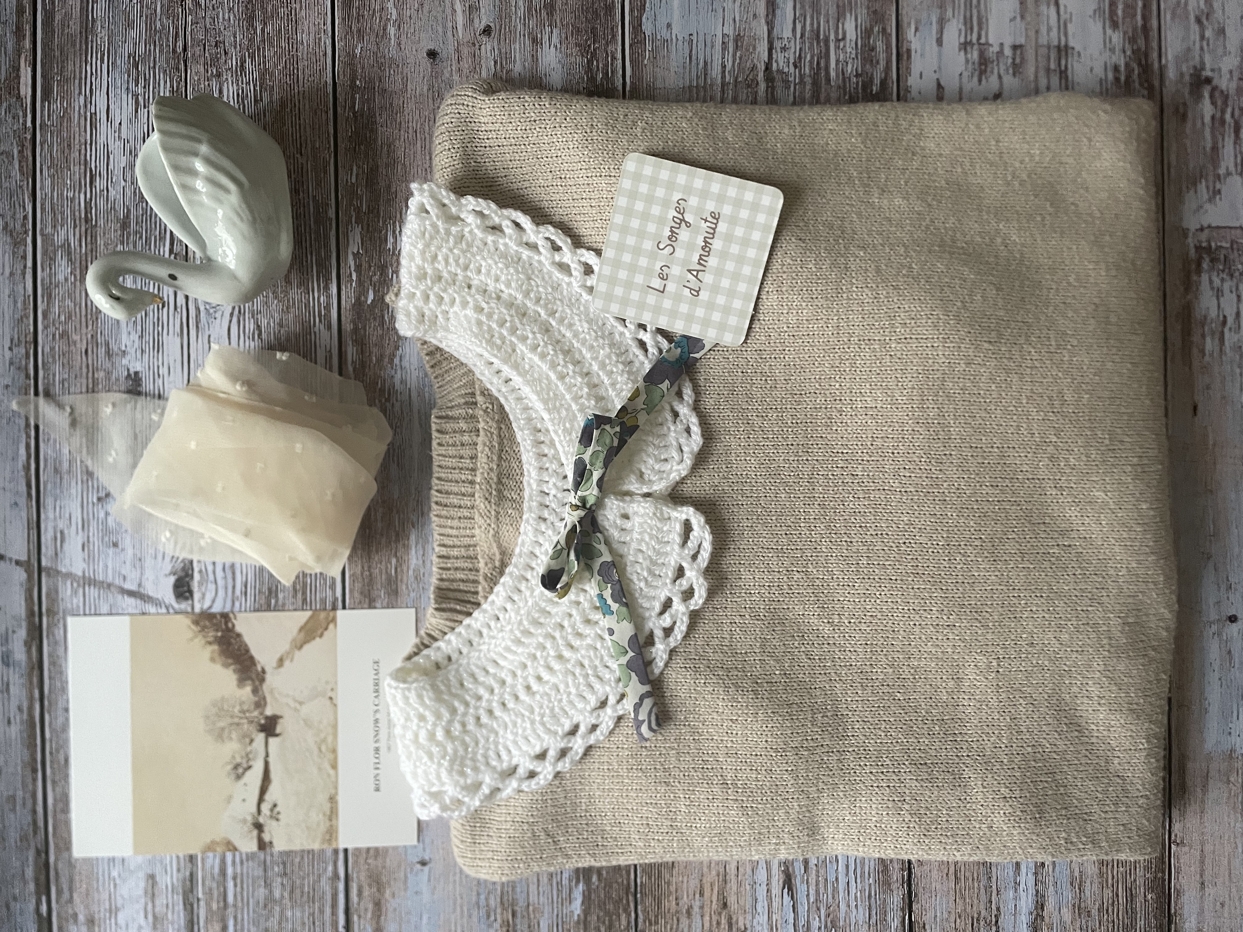 Col dentelle pailleté Meringue givrée