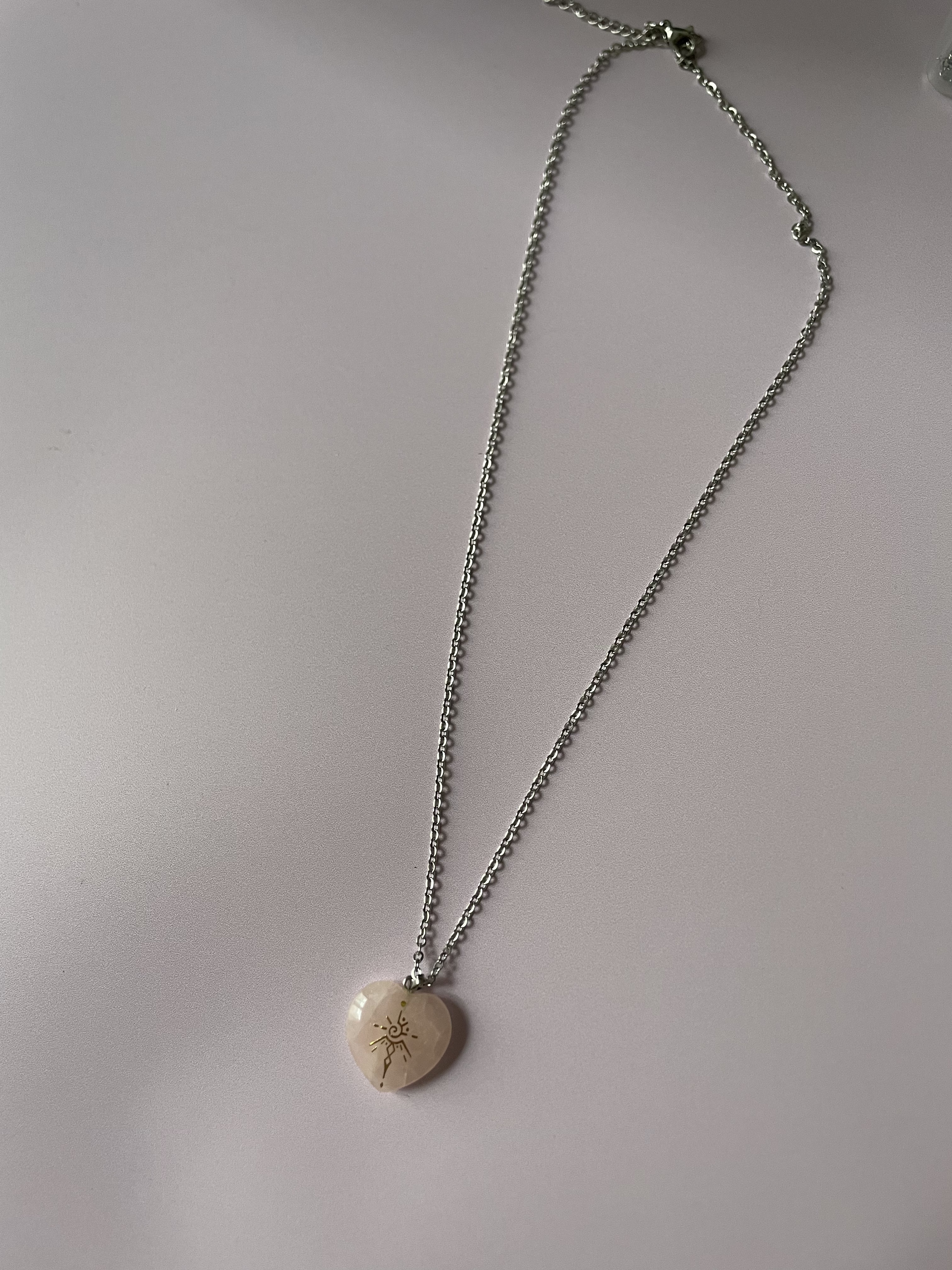 Collier COEUR : quartz rose