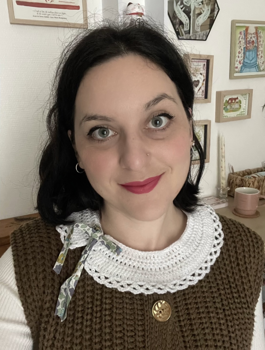 Col dentelle pailleté Meringue givrée