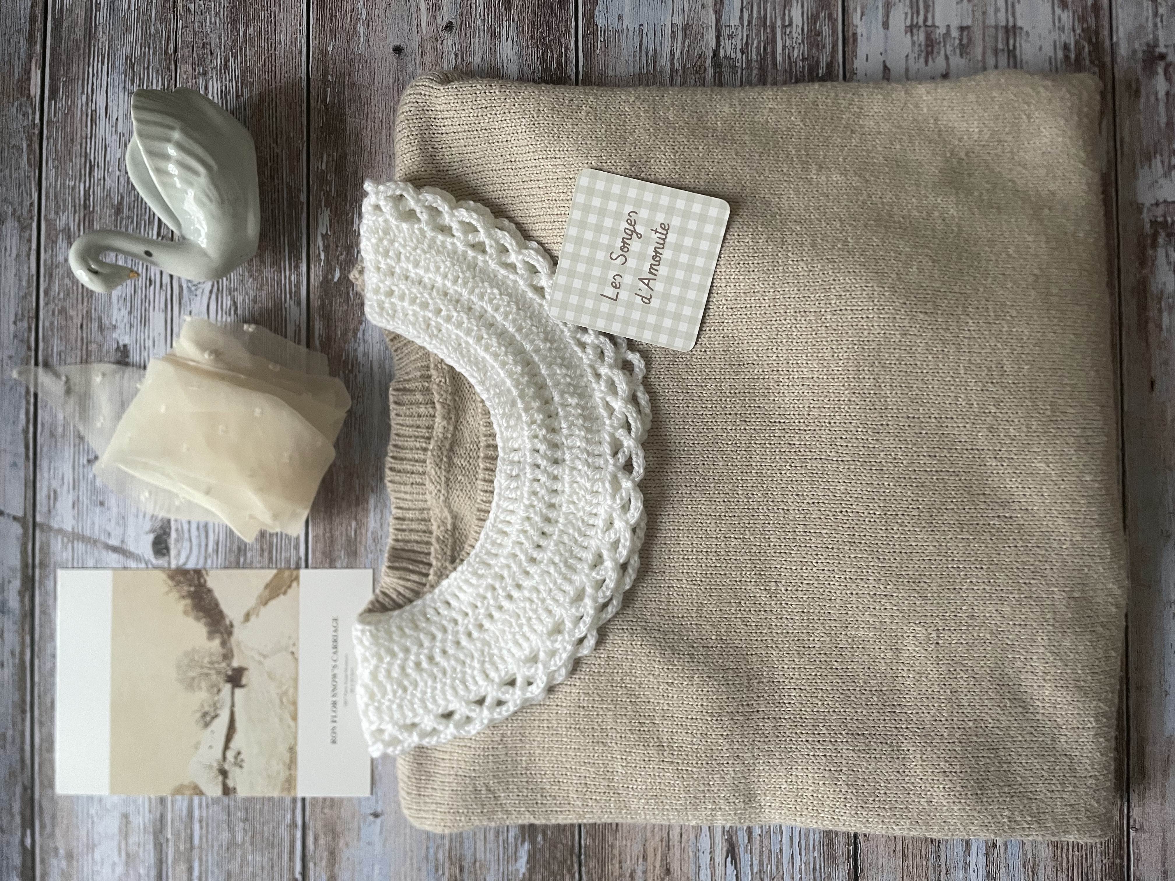 Col dentelle pailleté Meringue givrée