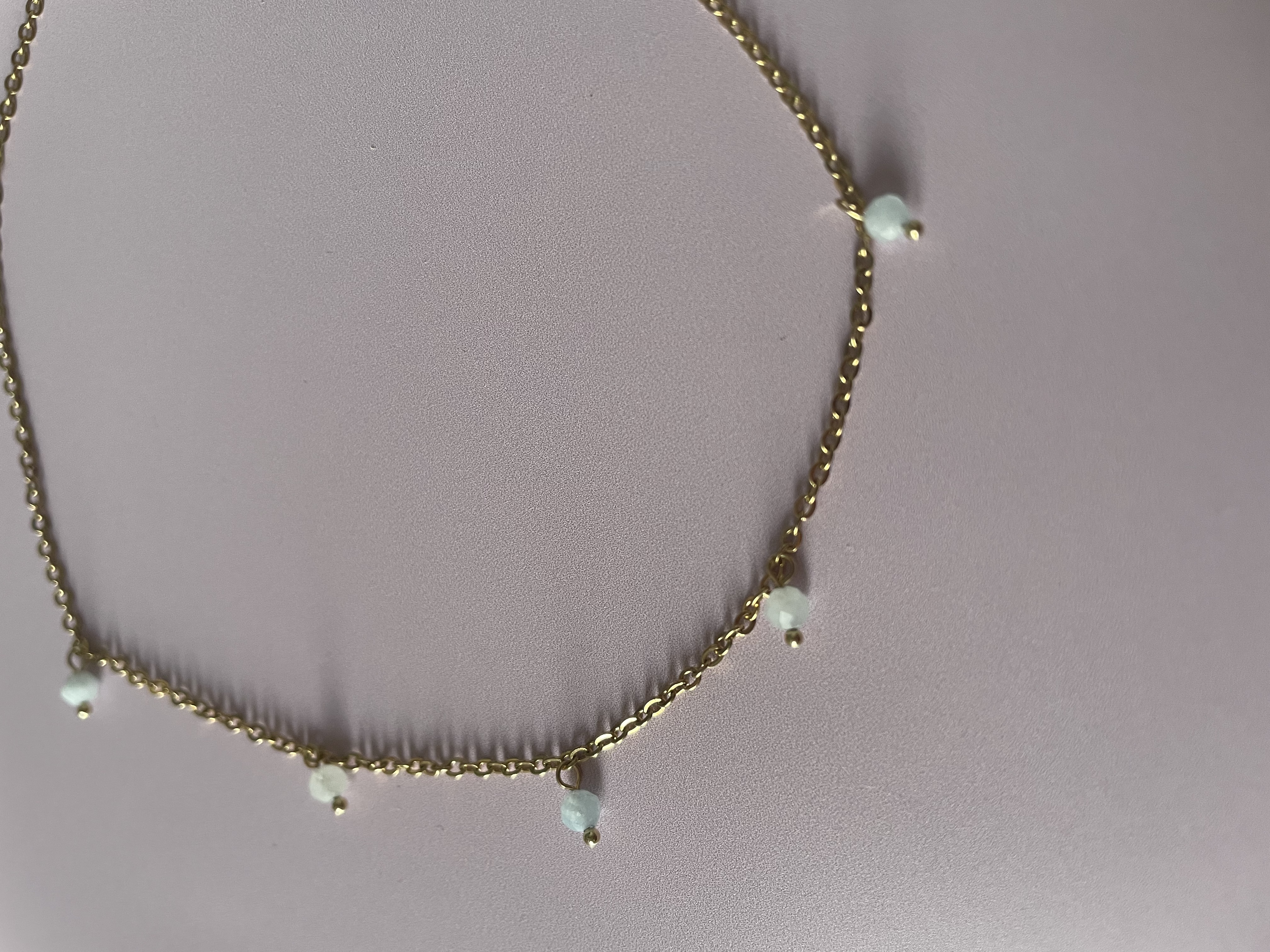 Collier flocons : aigue marine