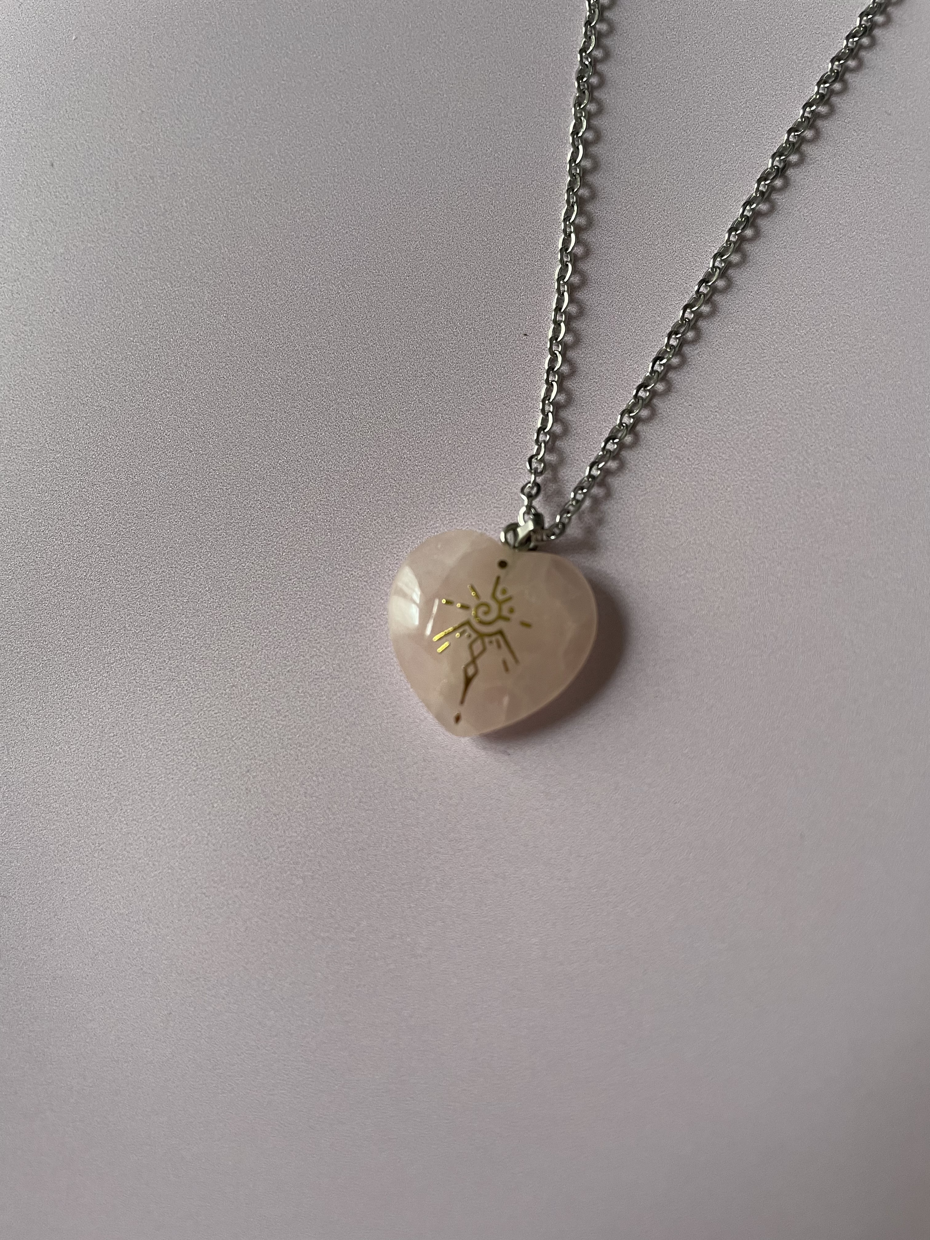Collier COEUR : quartz rose