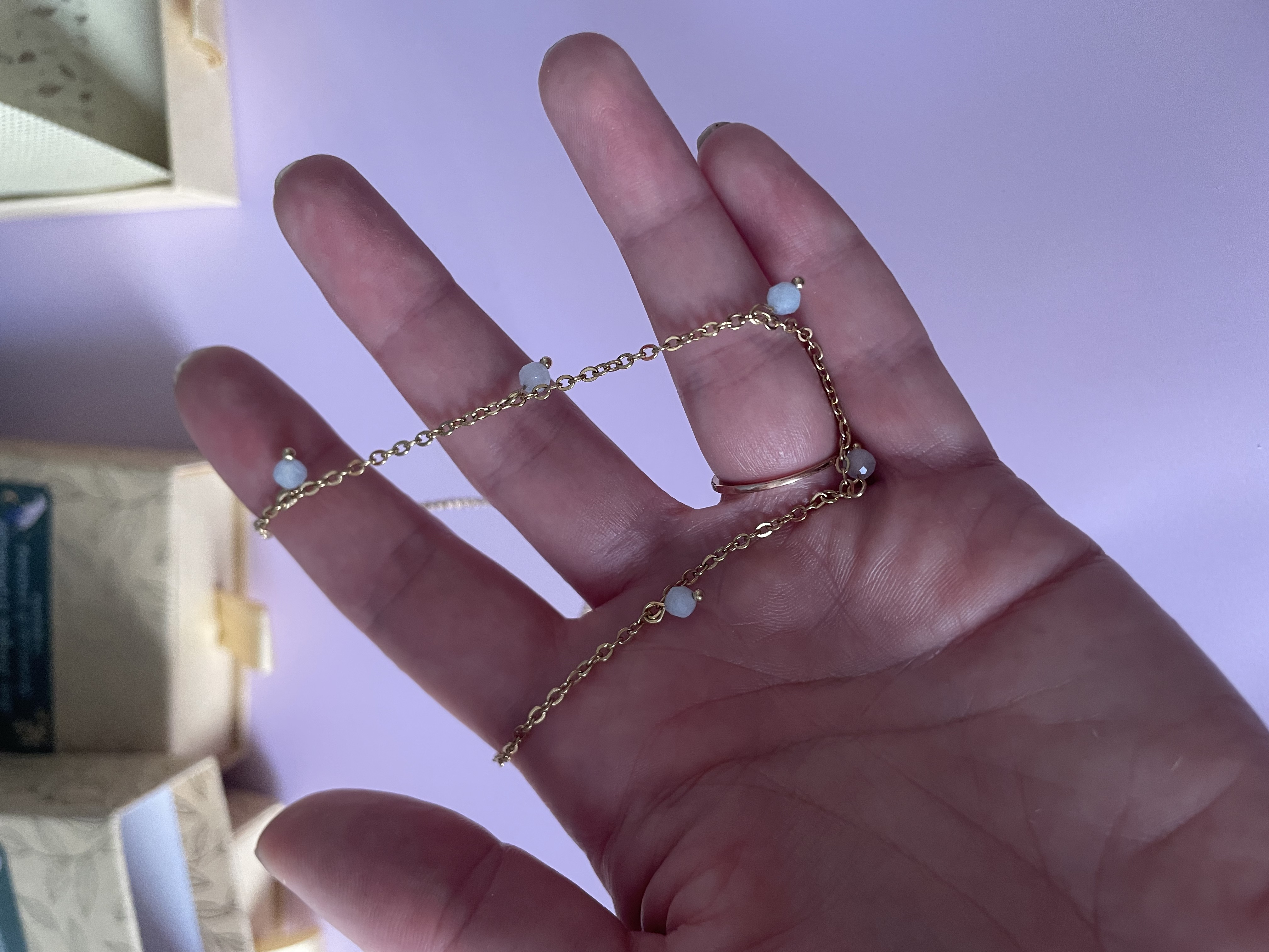 Collier flocons : aigue marine