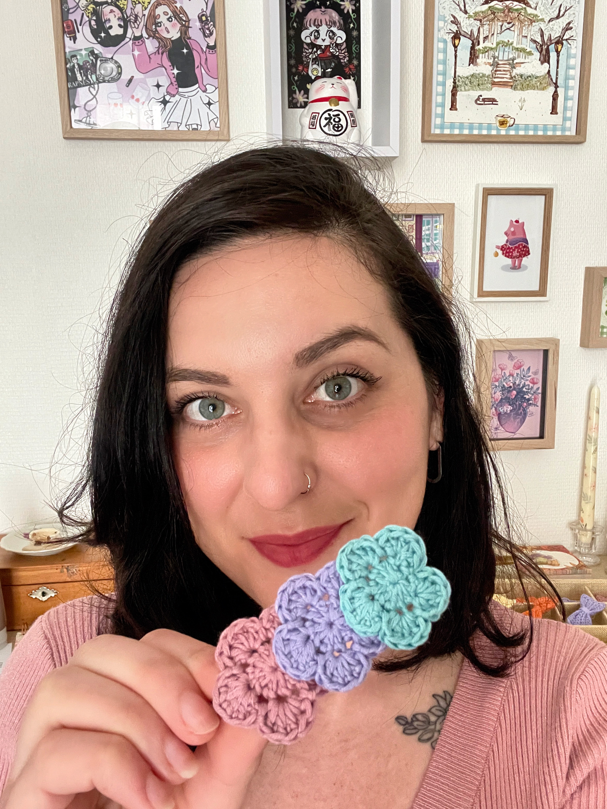 Pince à cheveux "3 fleurs" - Hibiscus, Pivoine, Hortensia