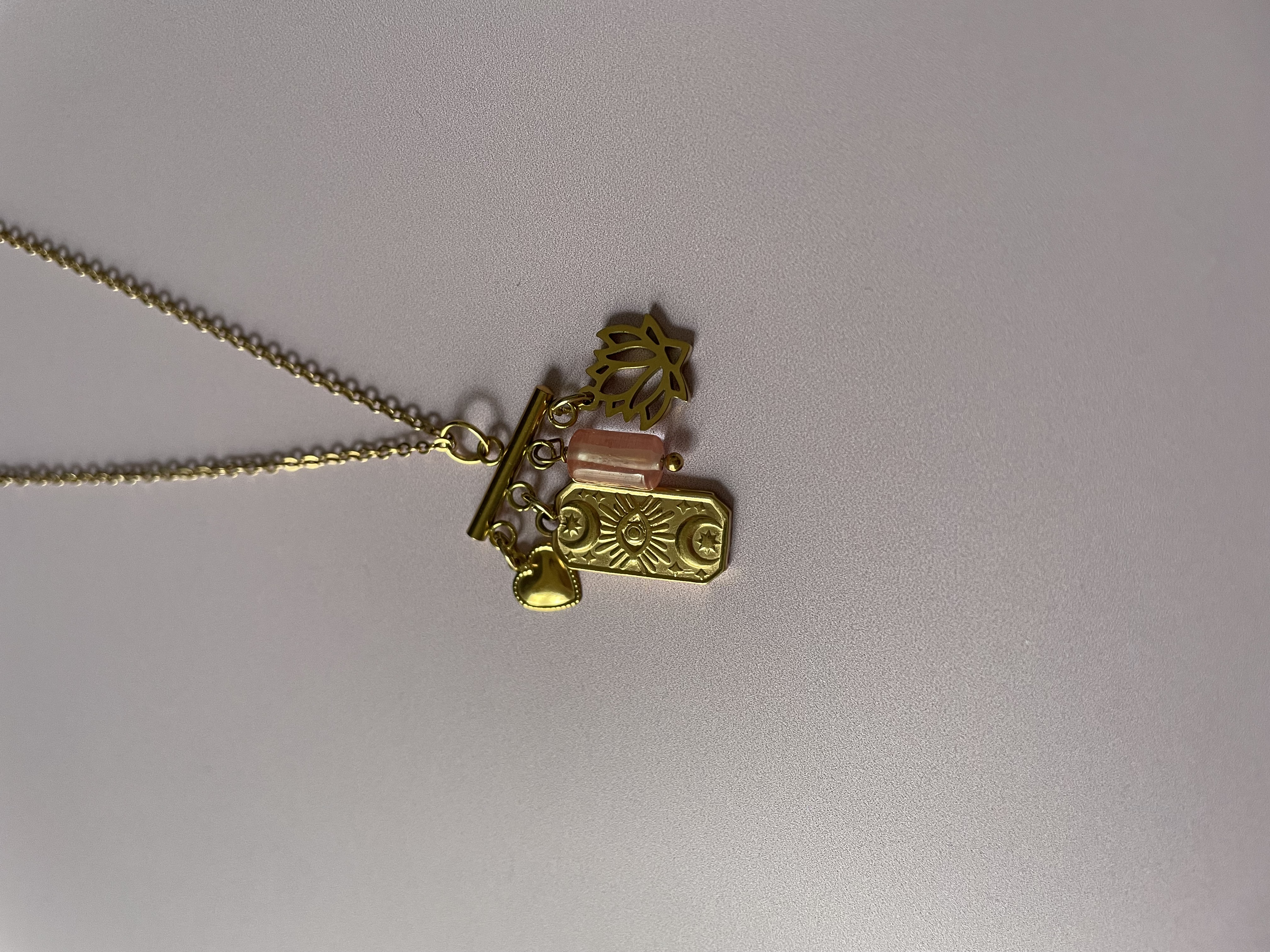 Collier COMBO : éveil & protection - quartz fraise