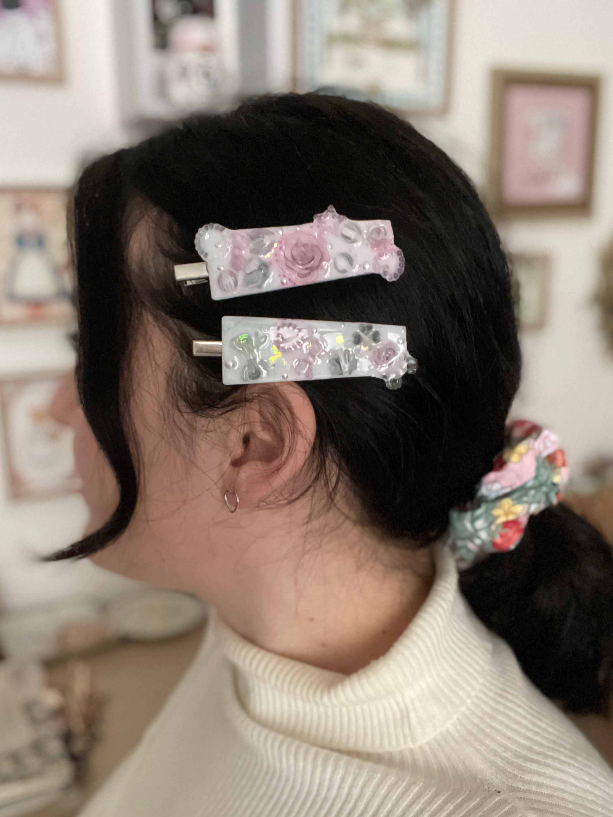 Pince à cheveux : Pétale de rose