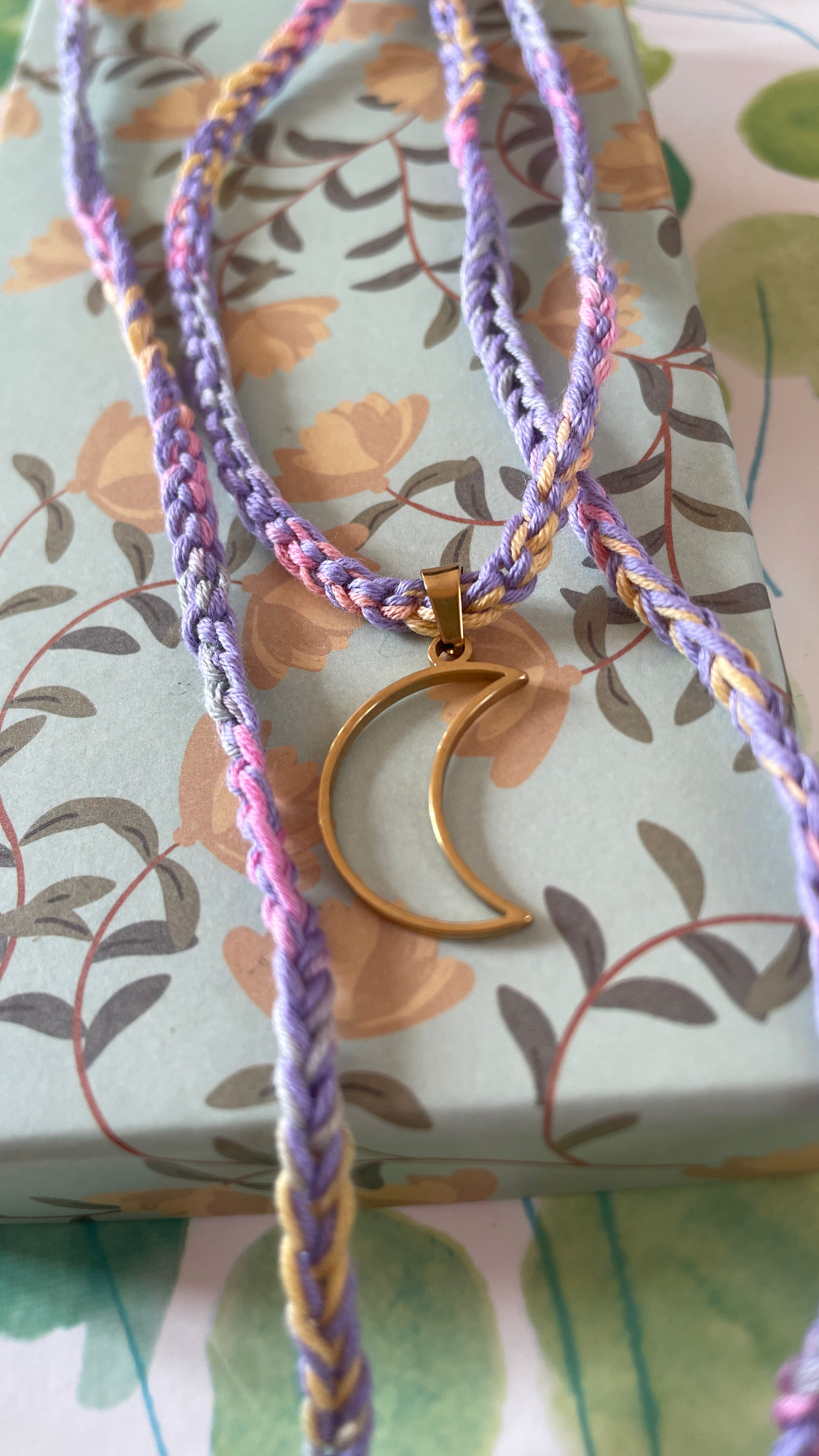 Collier choker Bonbon Lavande - double tressage