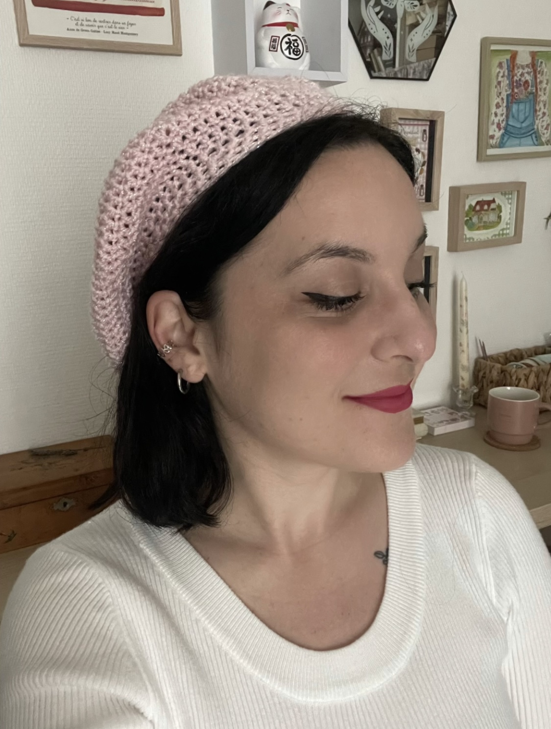 Béret Hiver pailleté - Pâte d'amande