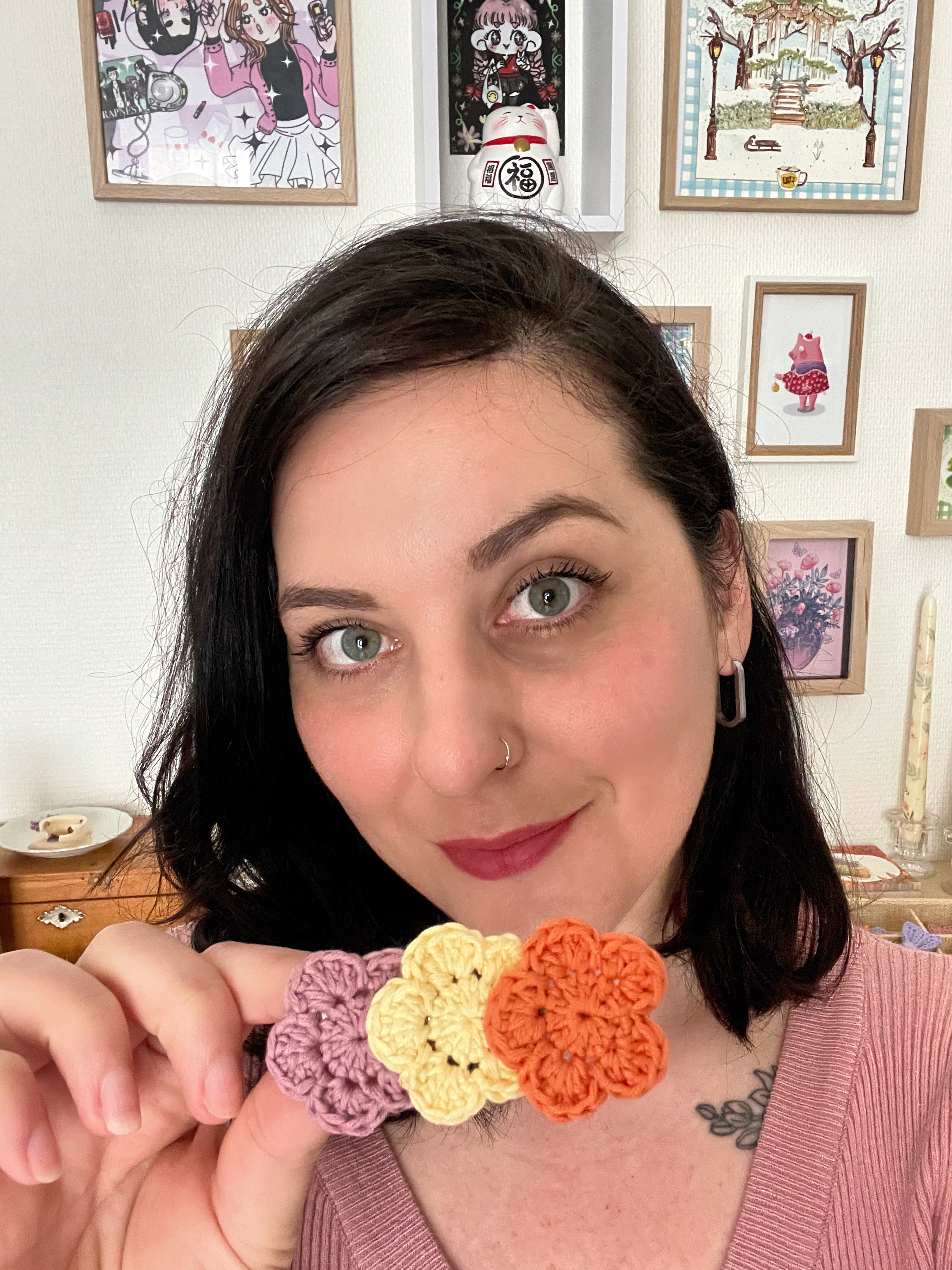 Pince à cheveux "3 fleurs" - Hibiscus, Forsythia, Azalée