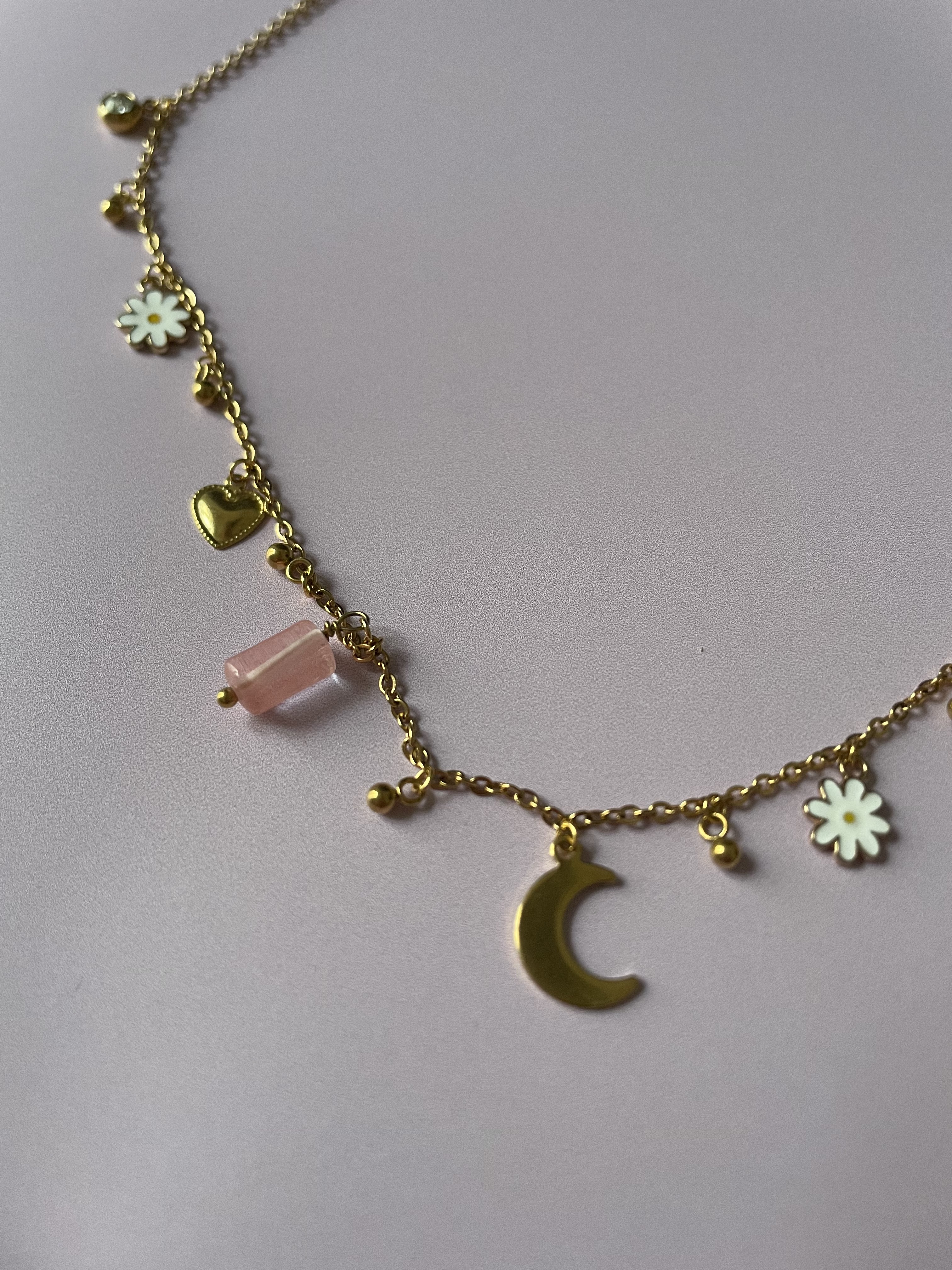 Collier RÊVERIE : aventurine verte & quartz fraise