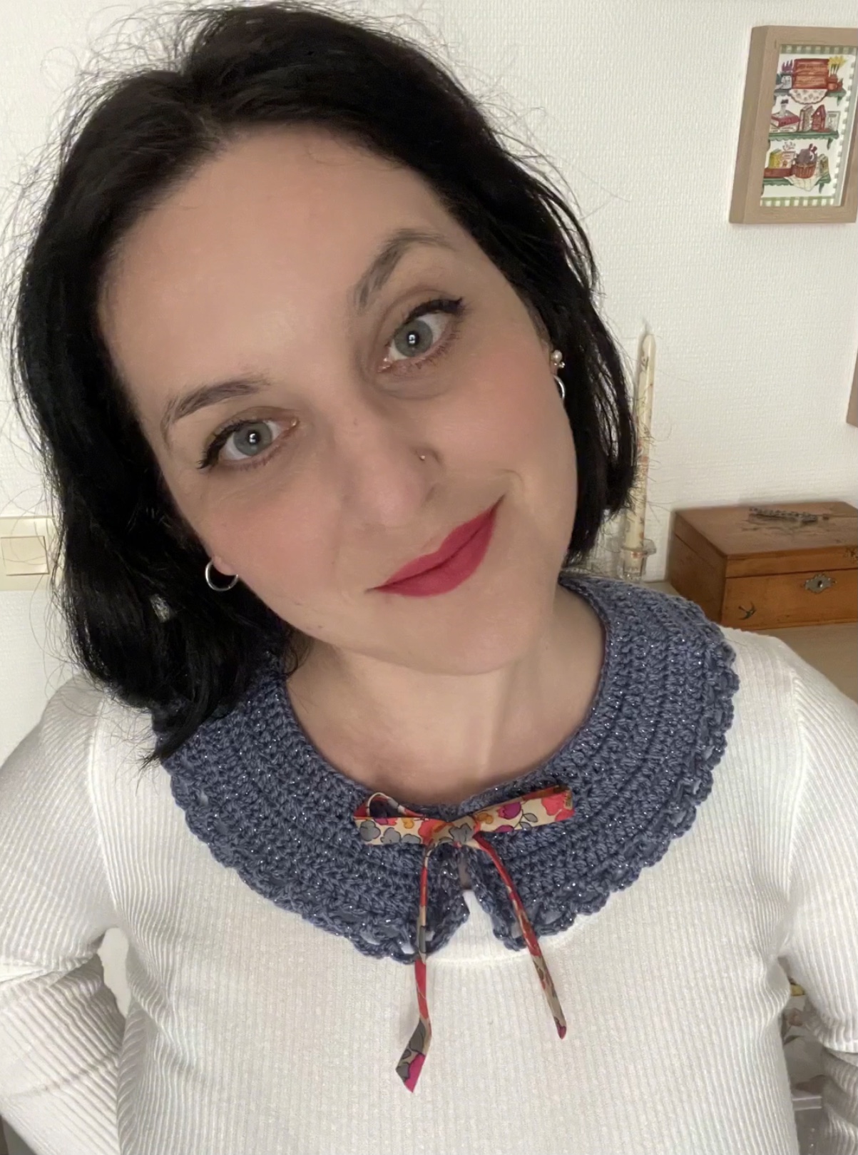 Col dentelle pailleté Baies sucrées