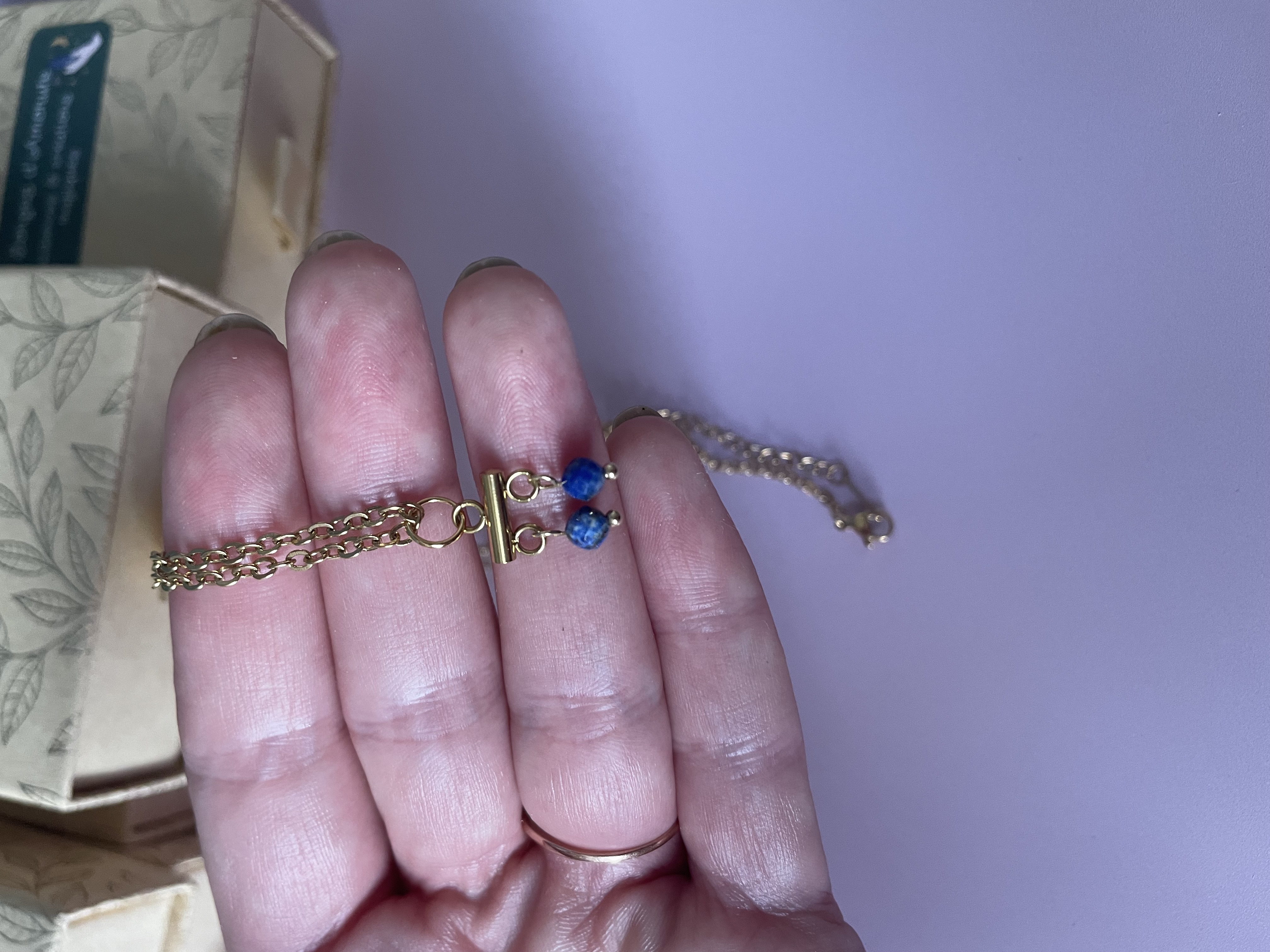 Collier étoiles givrées : lapis-lazuli