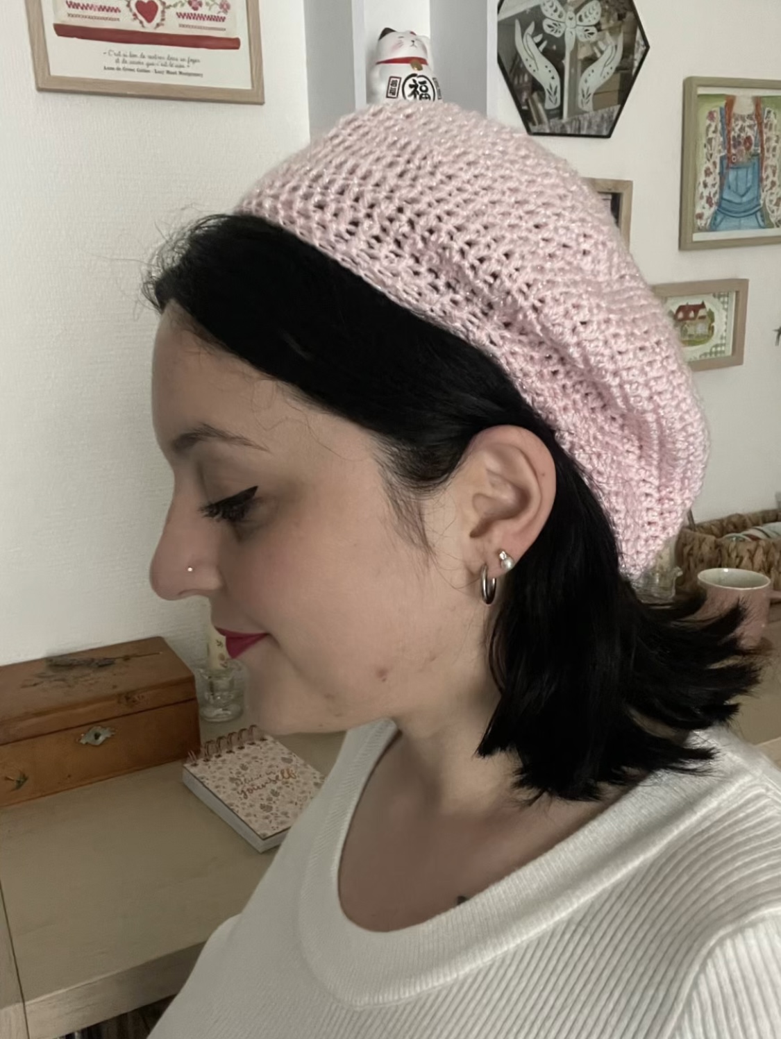 Béret Hiver pailleté - Pâte d'amande