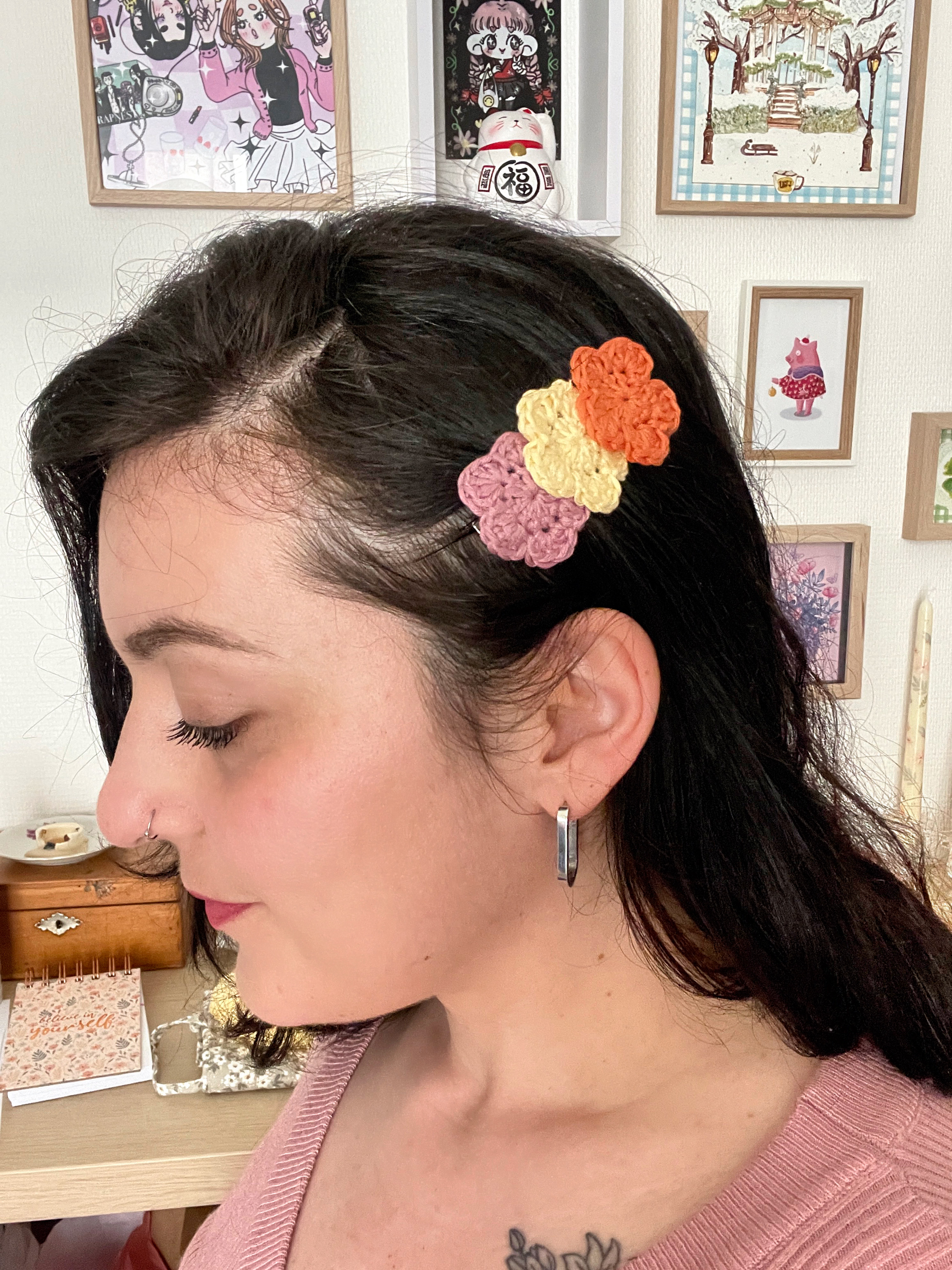 Pince à cheveux "3 fleurs" - Hibiscus, Forsythia, Azalée