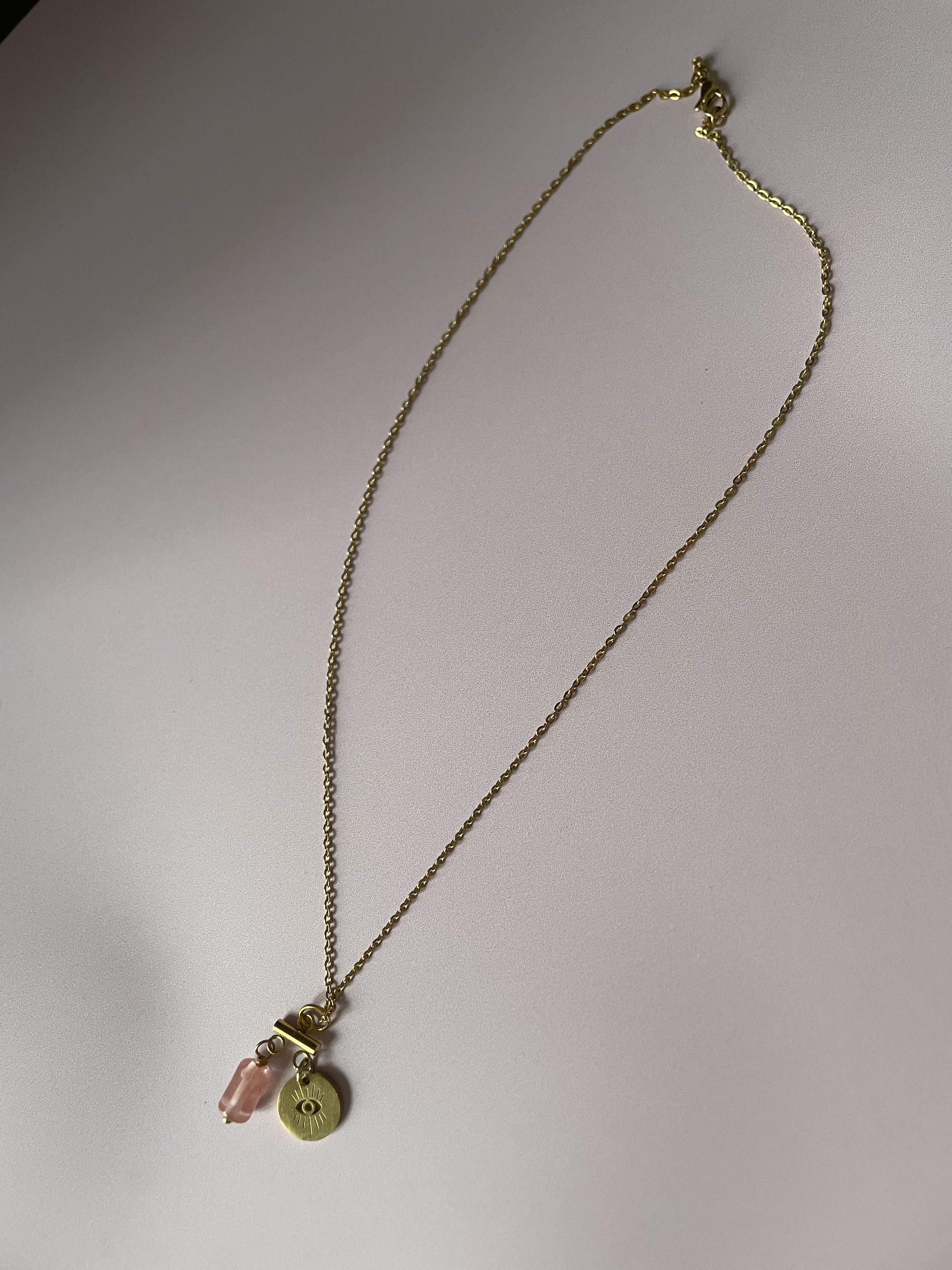 Collier Protection & Médiumnité : quartz fraise