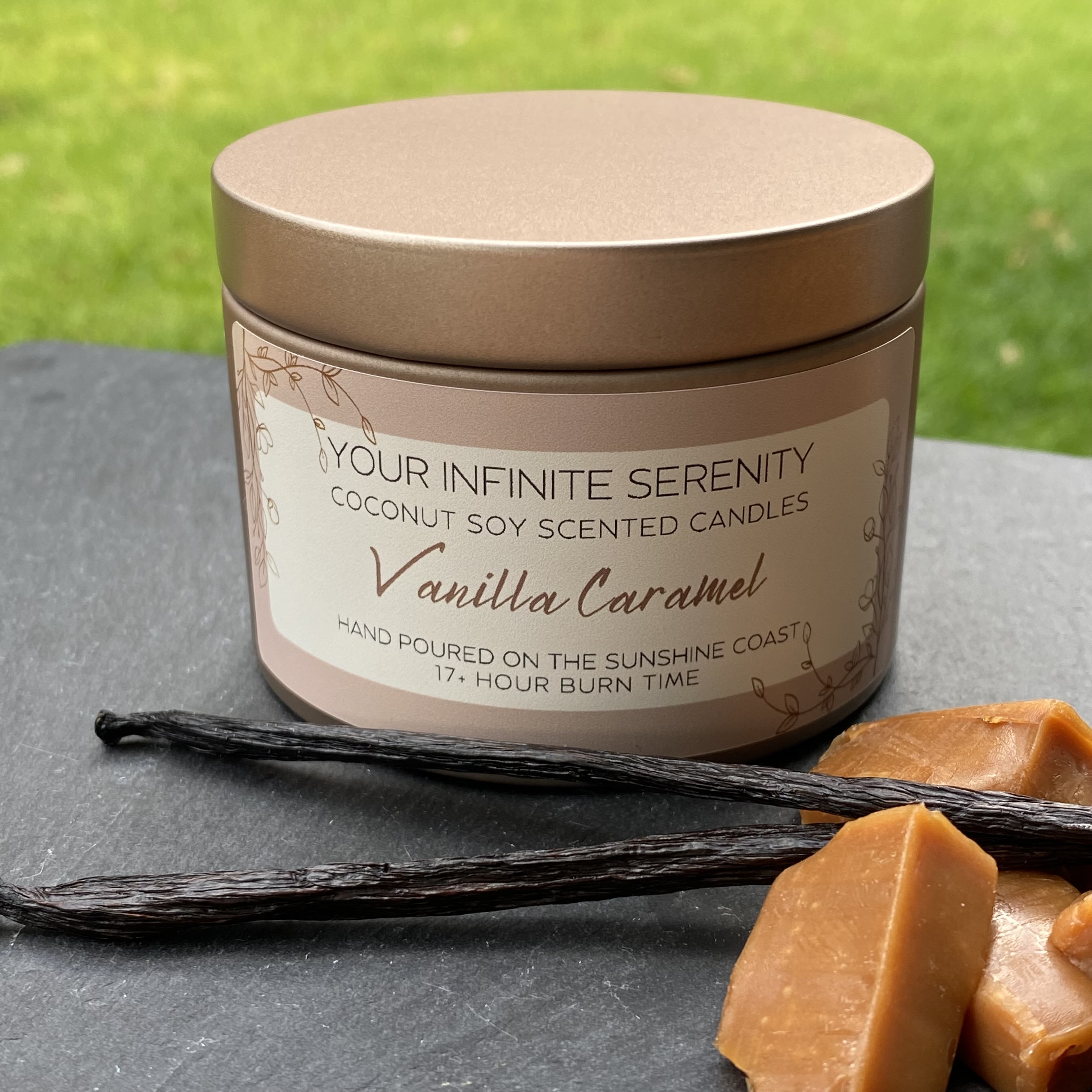 Vanilla Caramel Small Coconut Soy Candle Tin