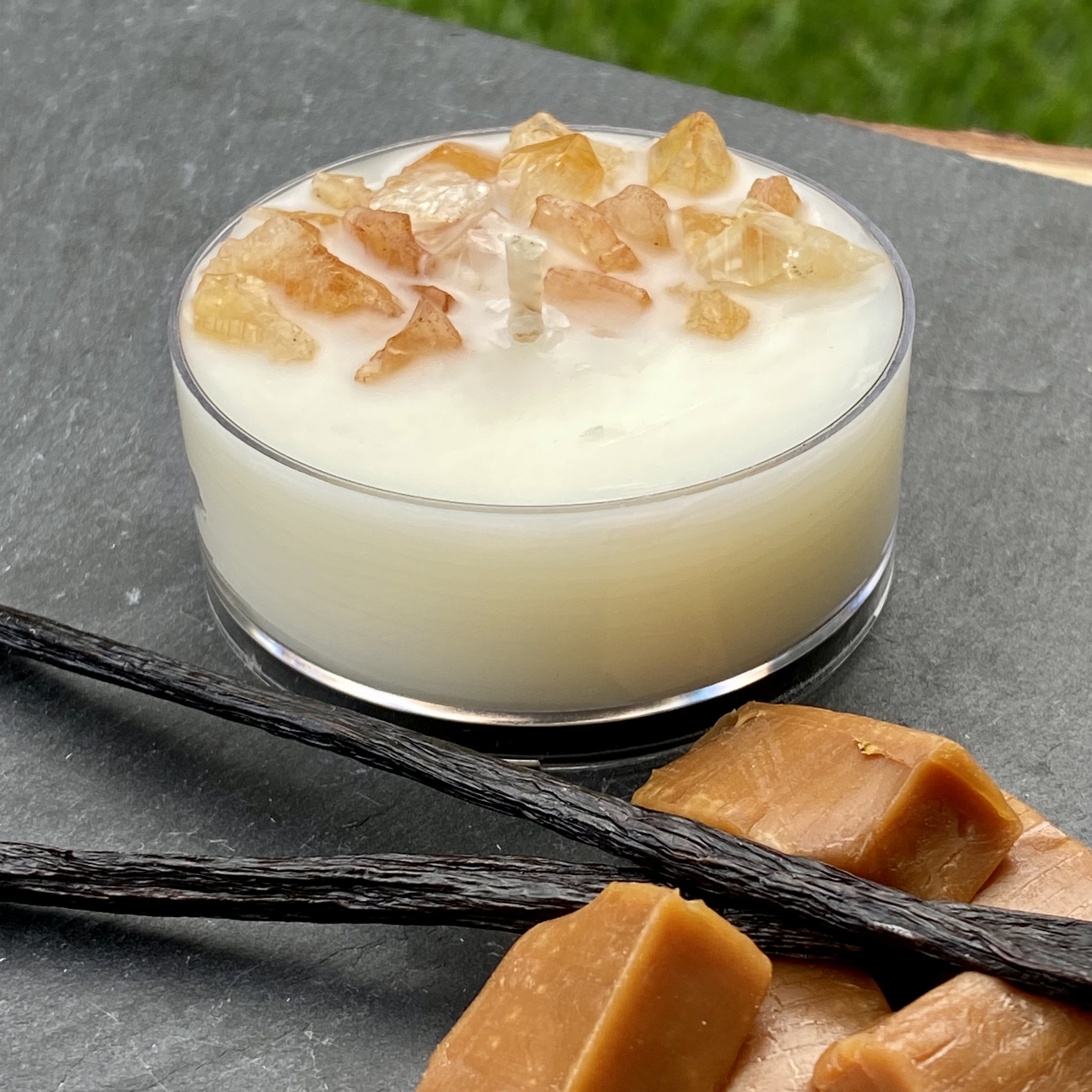 Vanilla Caramel Coconut Soy Citrine Maxi Tealight Candle