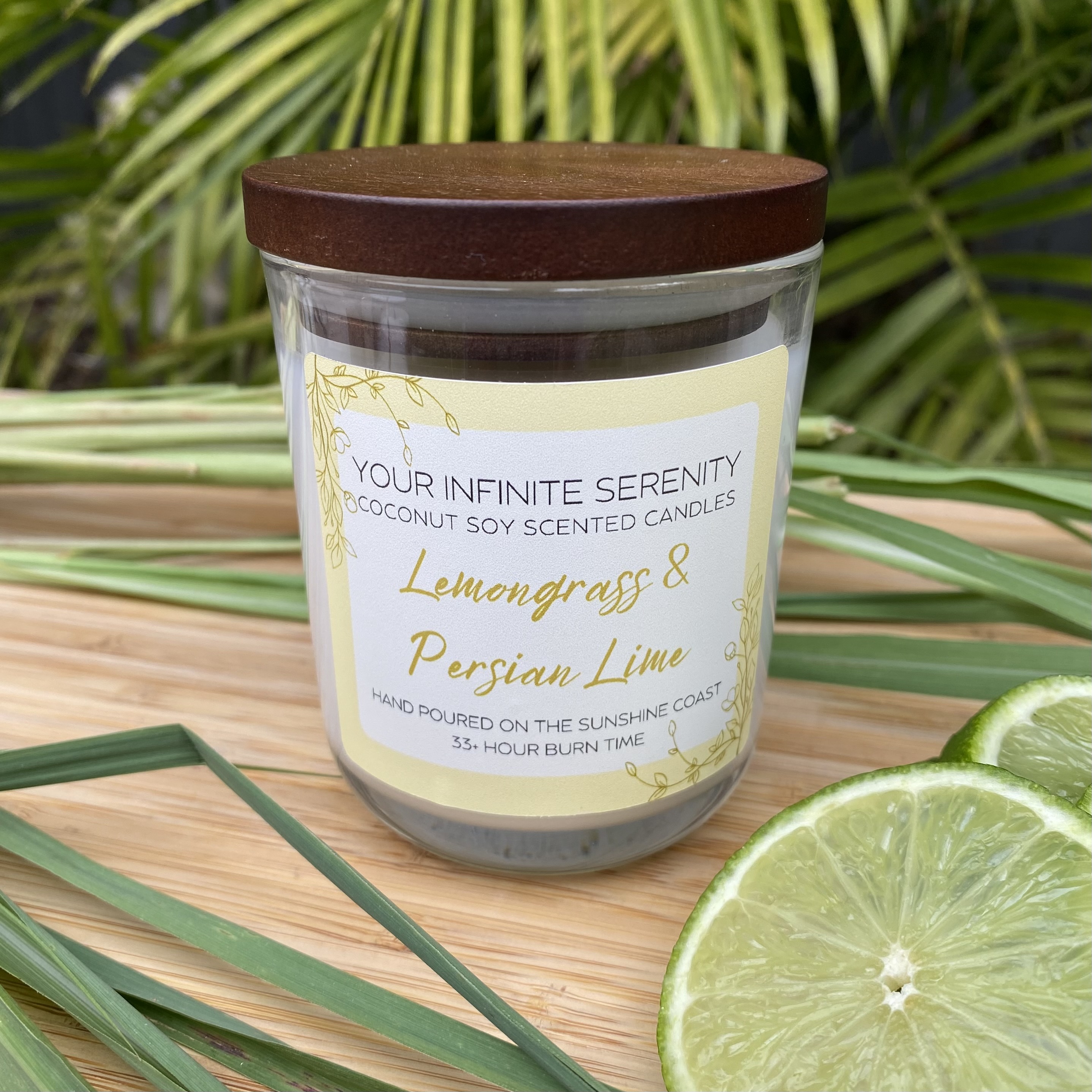 Lemongrass and Persian Lime Medium Coconut Soy Candle With Timber Lid