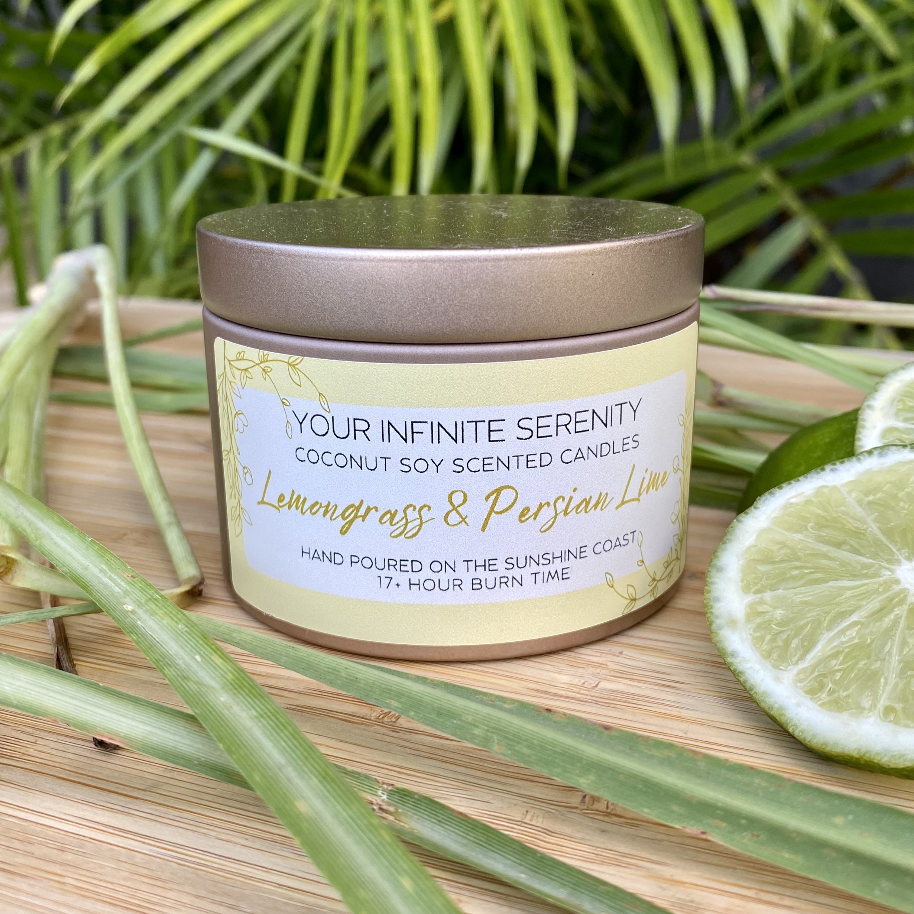 Lemongrass and Persian Lime Small Coconut Soy Candle Tin