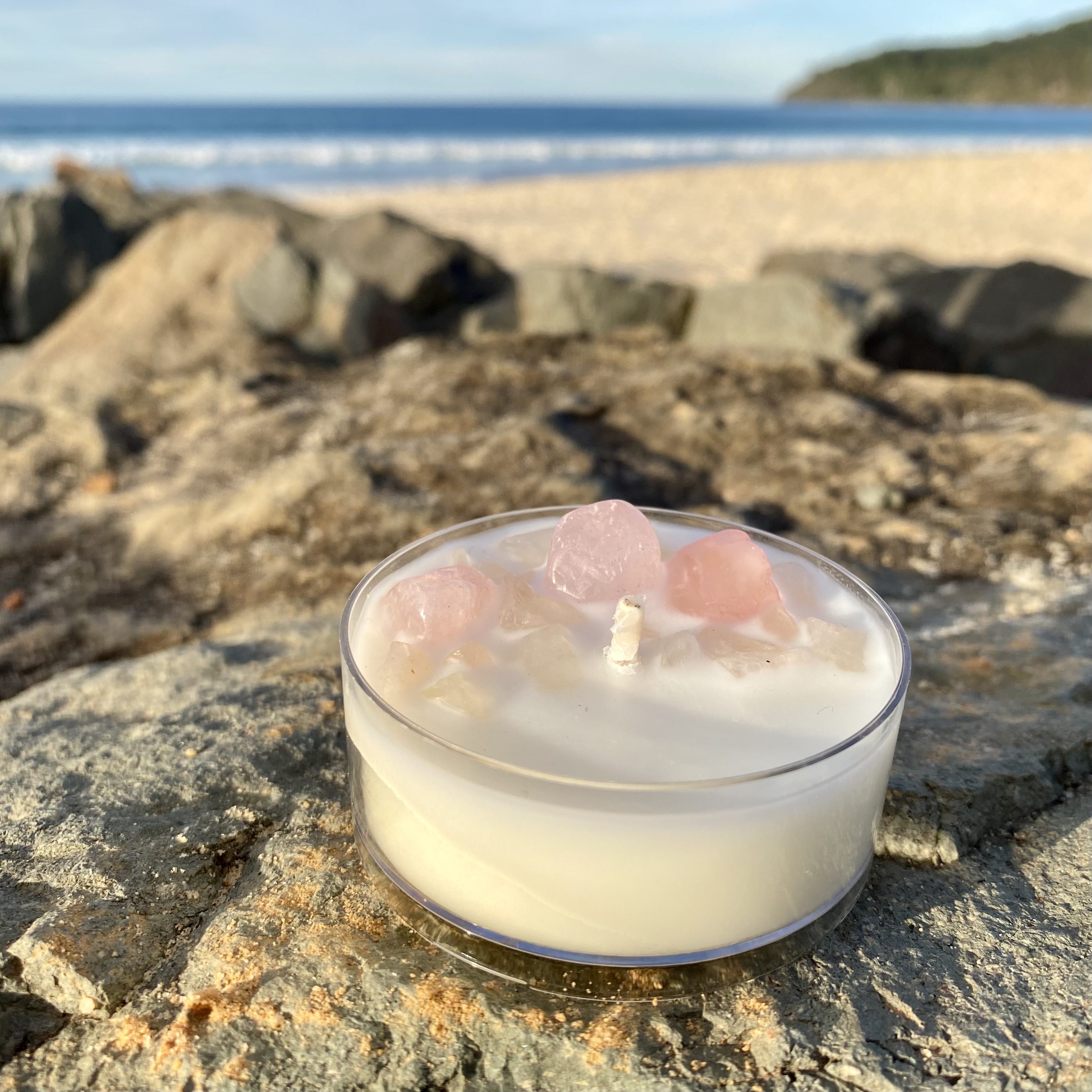 Amalfi Coast Coconut Soy Rose Quartz Maxi Tealight Candle
