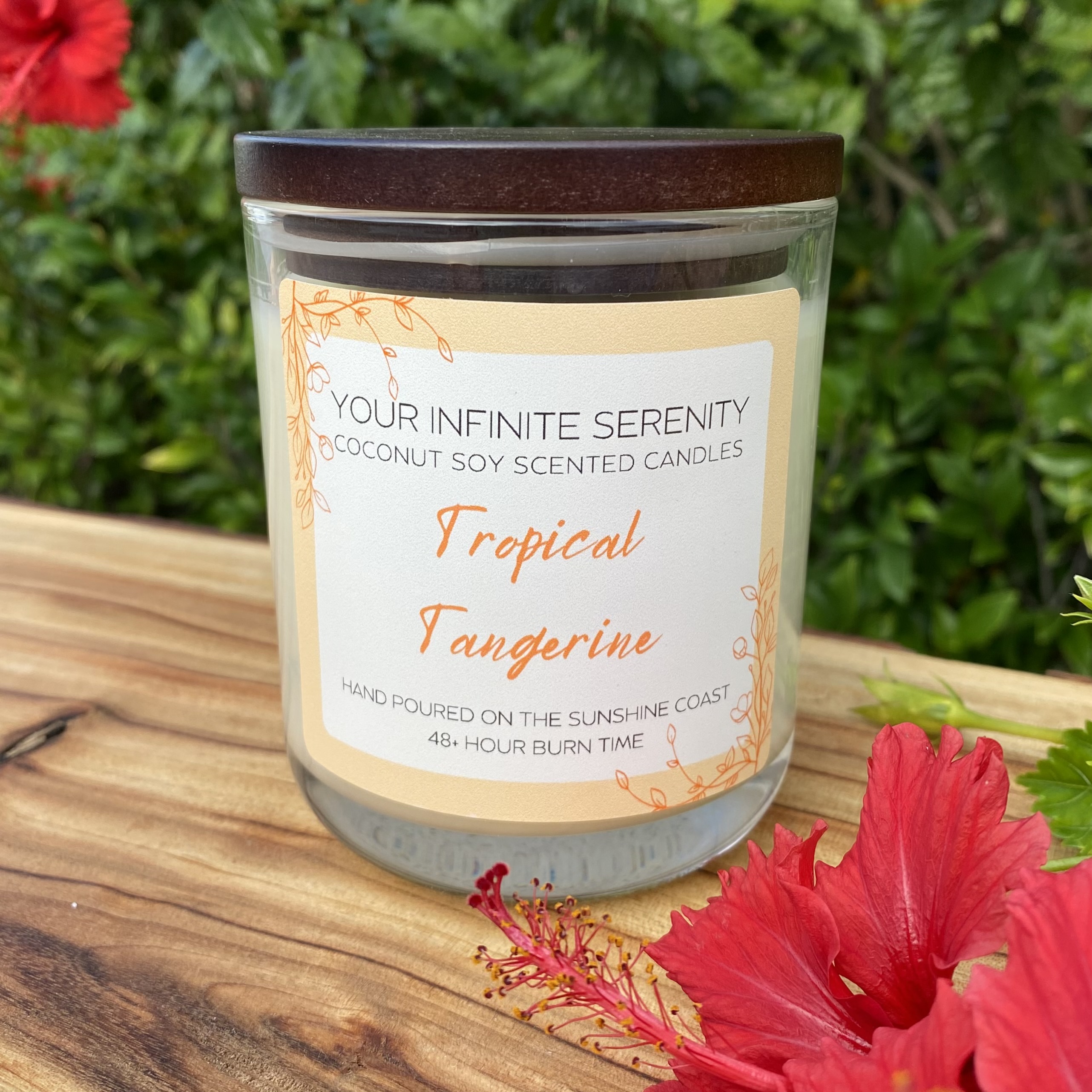 Tropical Tangerine Large Coconut Soy Candle With Timber Lid