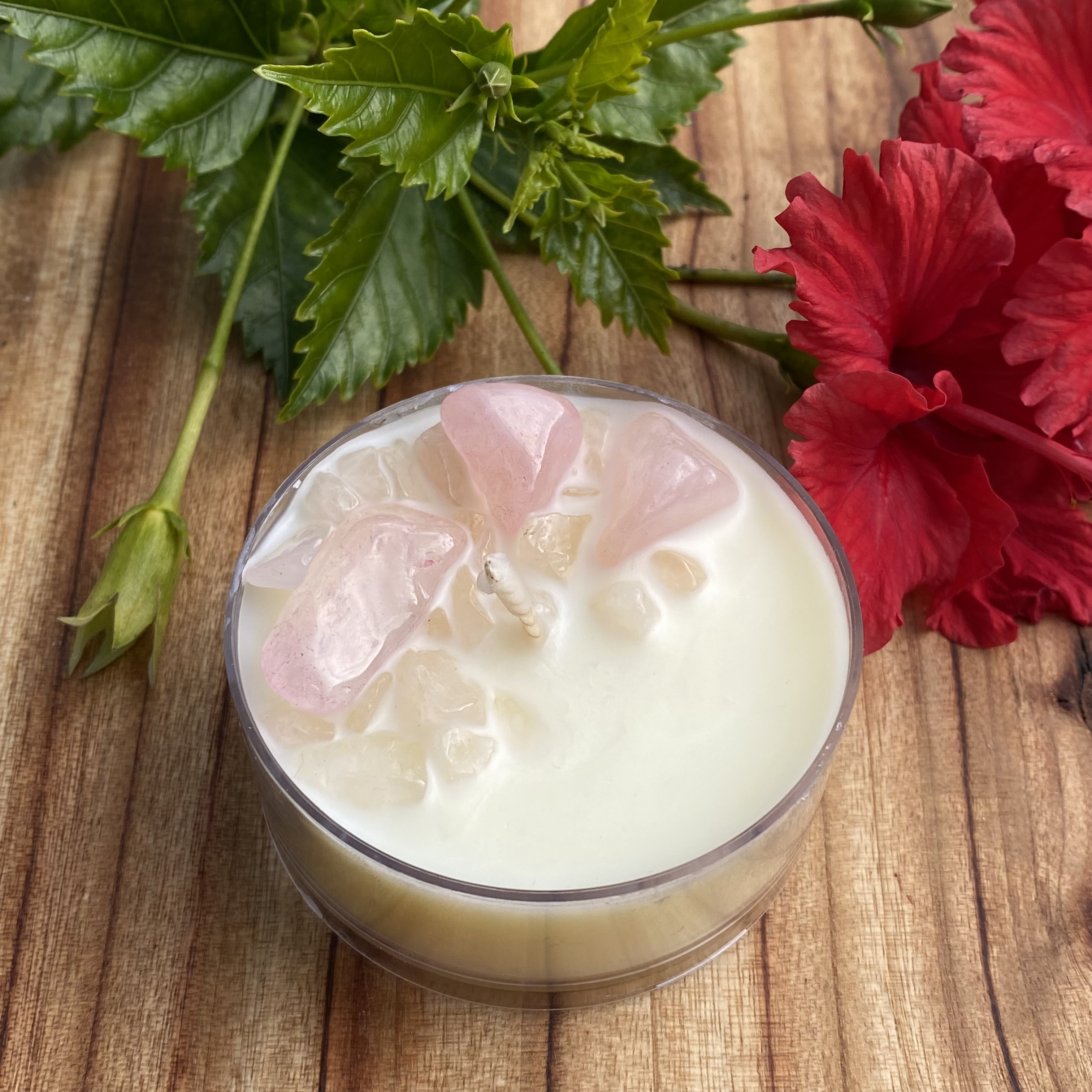 Tropical Tangerine Coconut Soy Rose Quartz Maxi Tealight Candle
