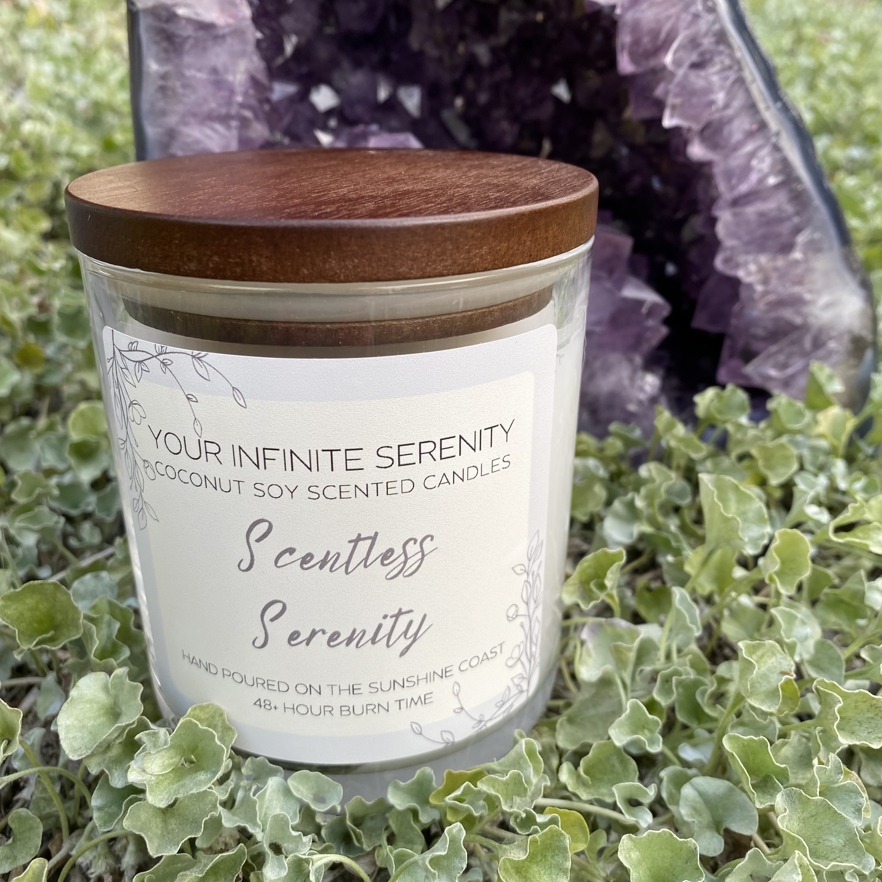 Scentless Serenity Large Coconut Soy Candle With Timber Lid