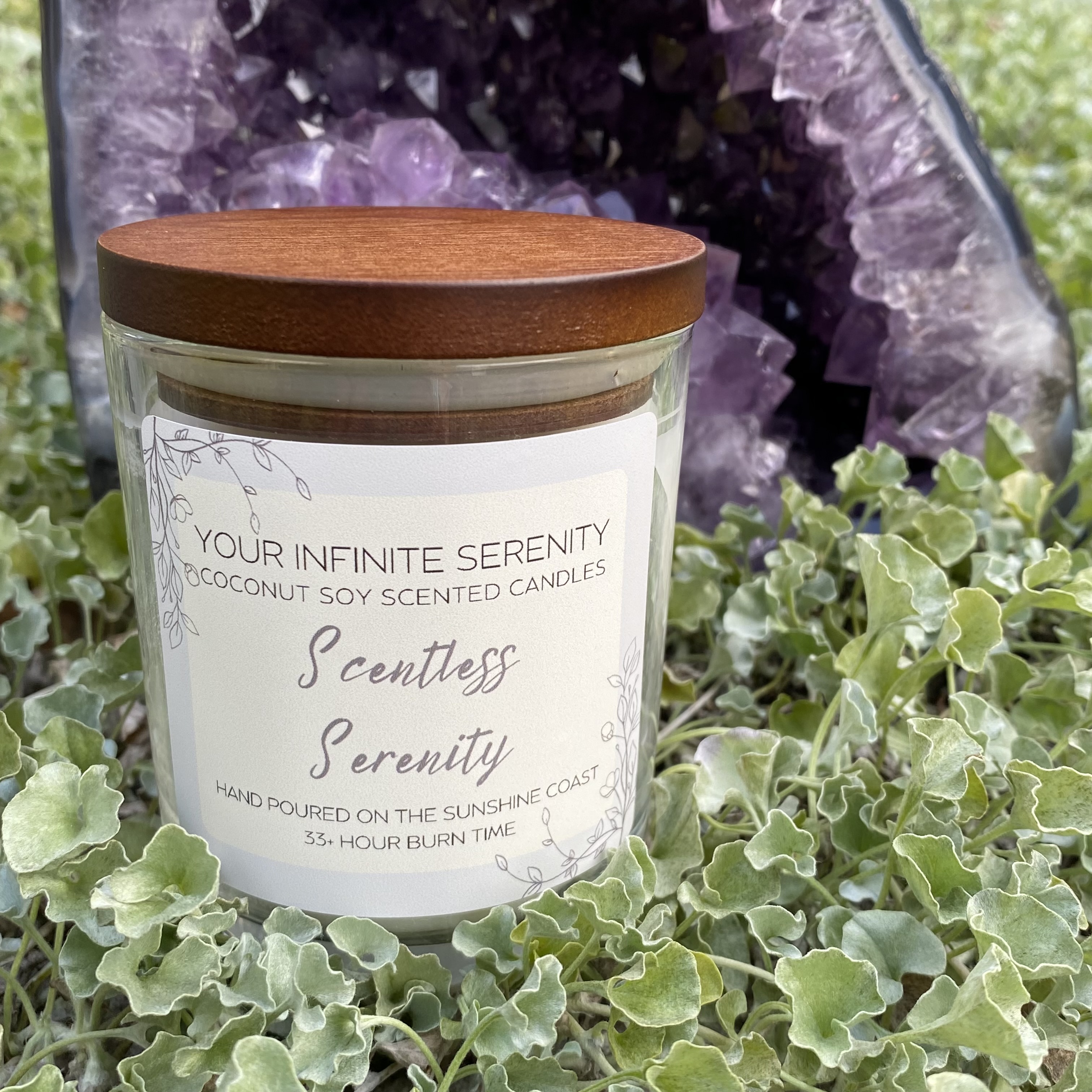 Scentless Serenity Medium Coconut Soy Candle With Timber Lid