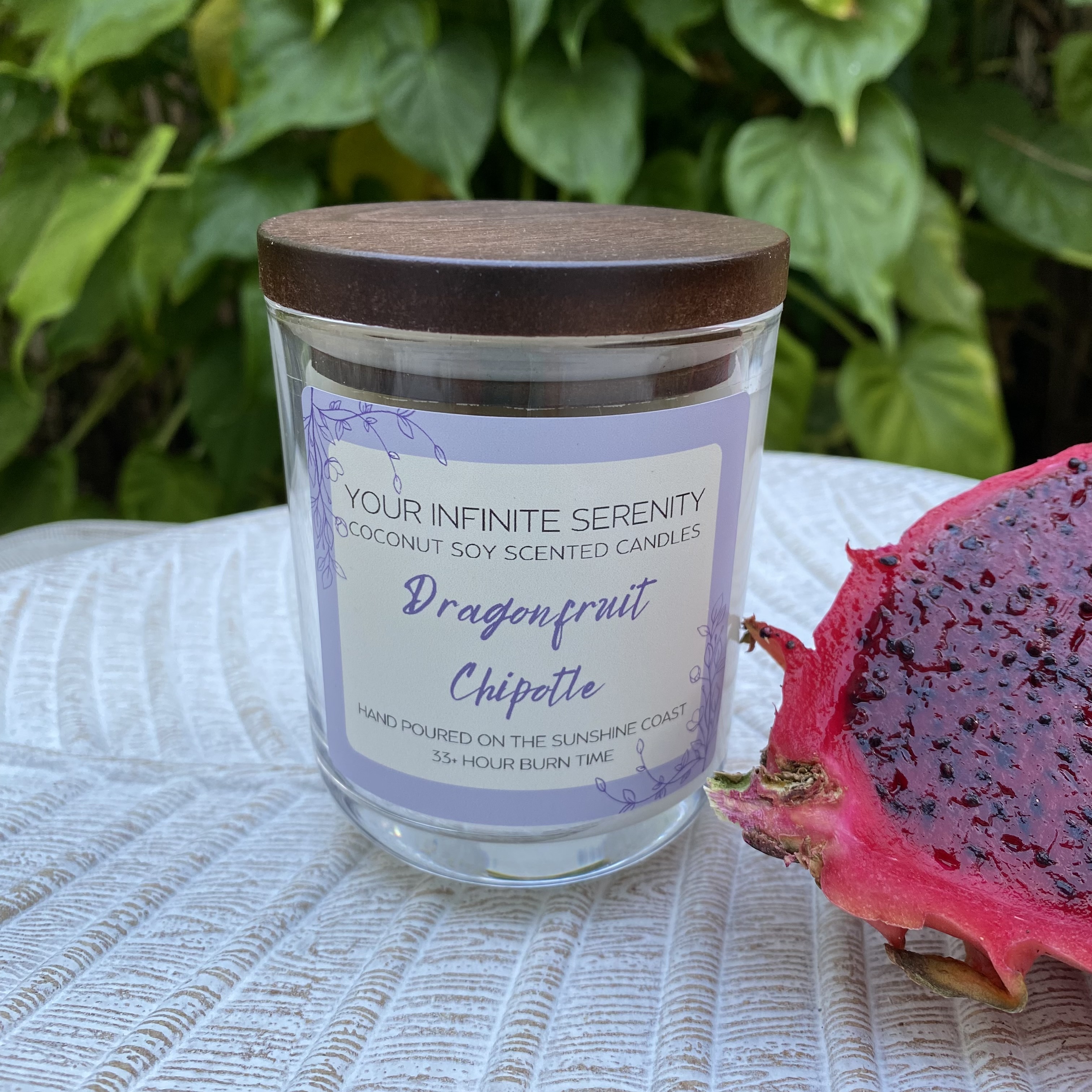 Dragonfruit Chipotle Medium Coconut Soy Candle With Timber Lid