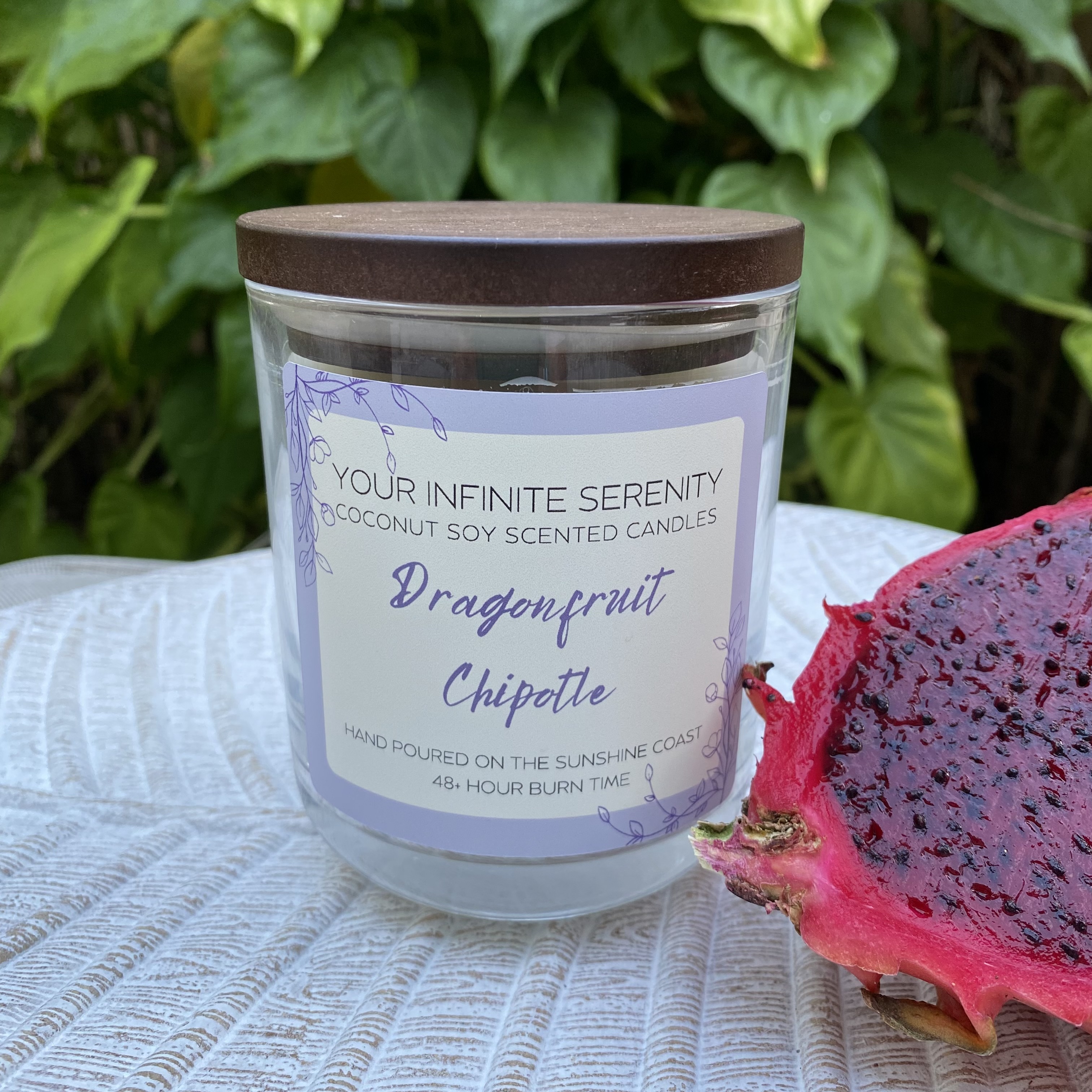 Dragonfruit Chipotle Large Coconut Soy Candle With Timber Lid
