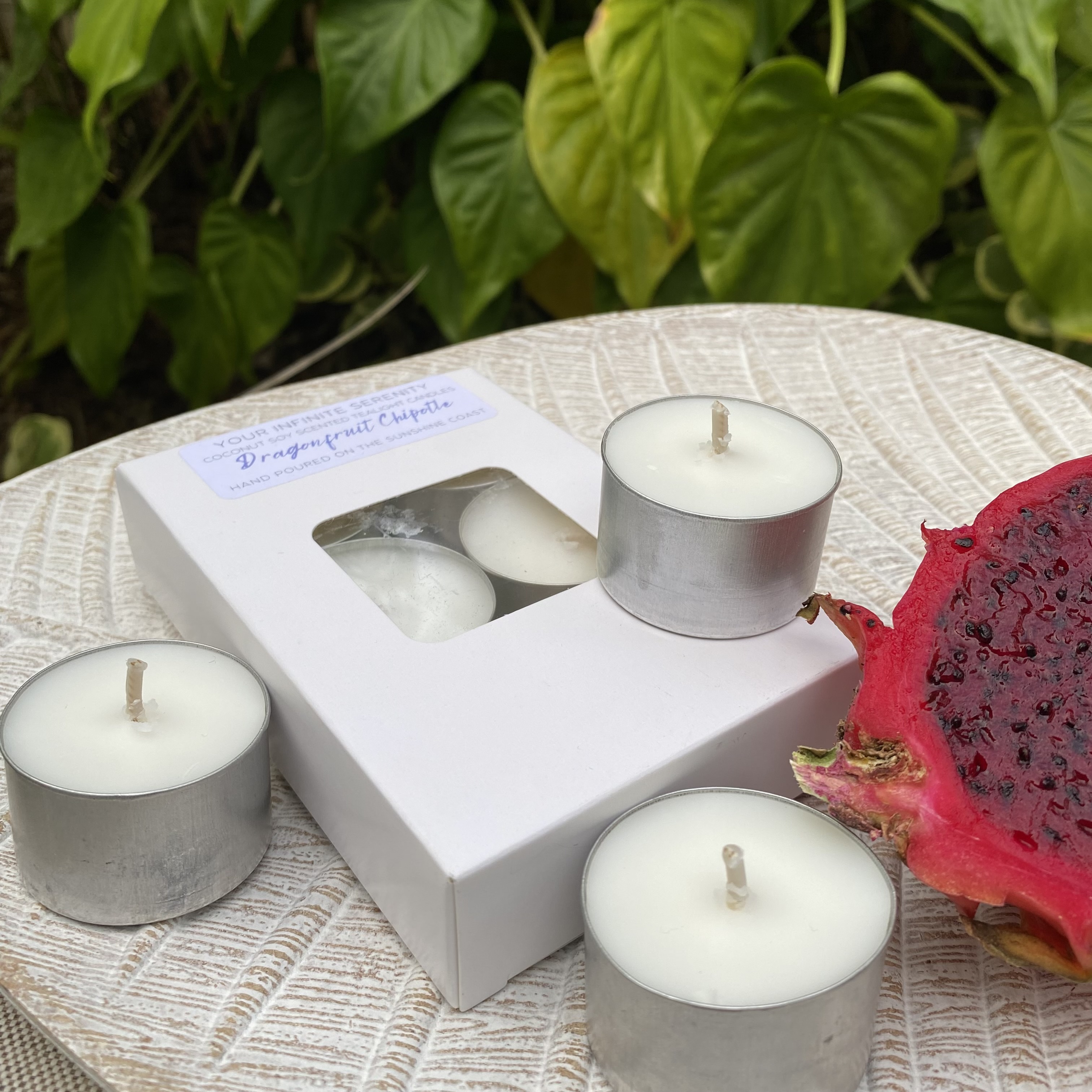 6pk Dragonfruit Chipotle Coconut Soy Tealight Candles