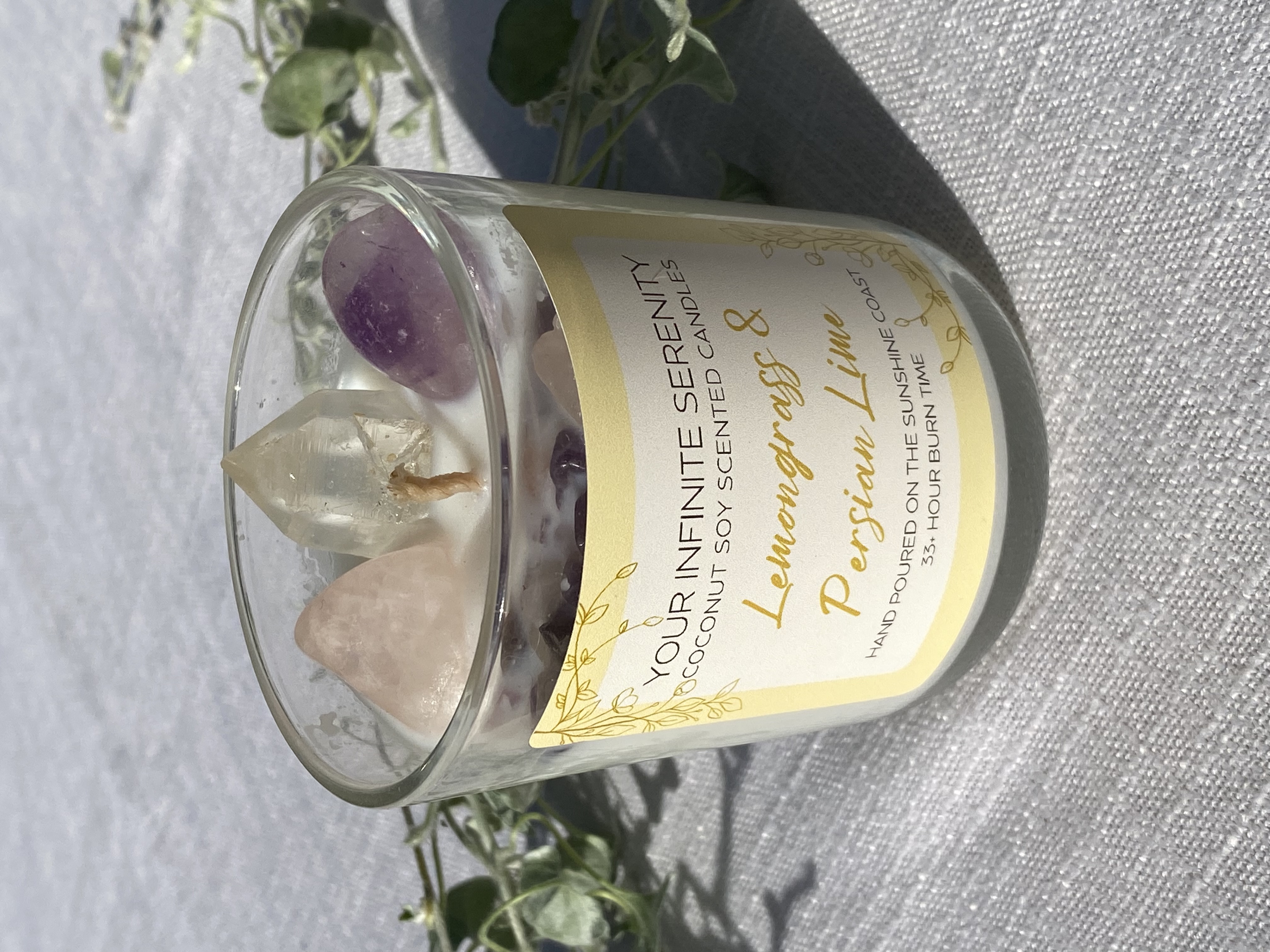 Lemongrass and Persian Lime Medium Coconut Soy Crystal Candle