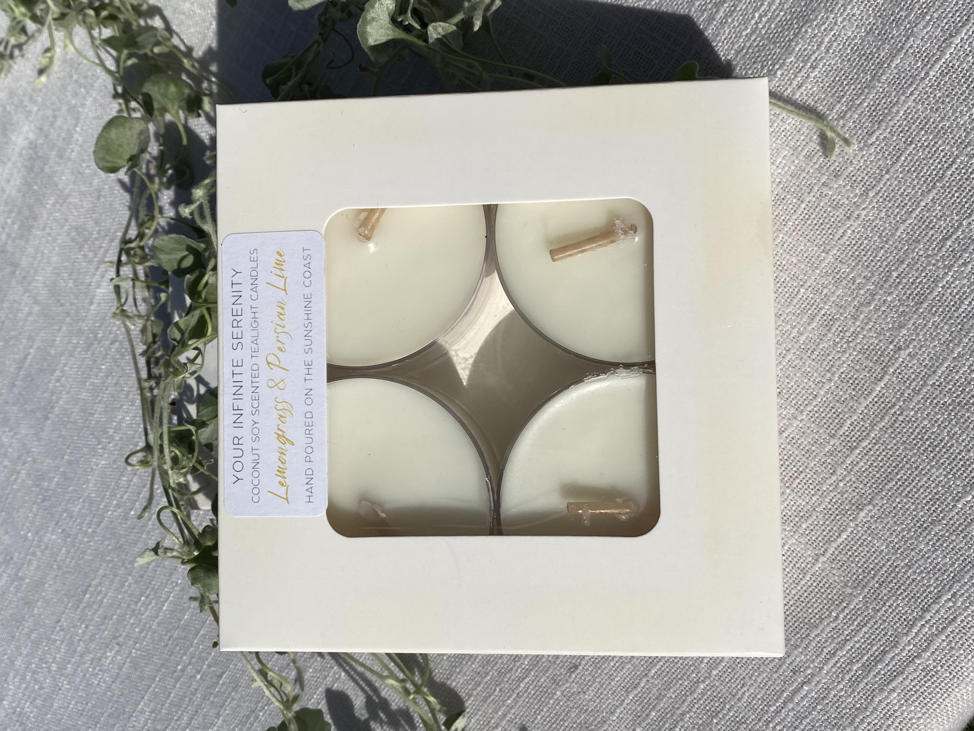 4pk Lemongrass and Persian Lime Coconut Soy Maxi Tealight Candles