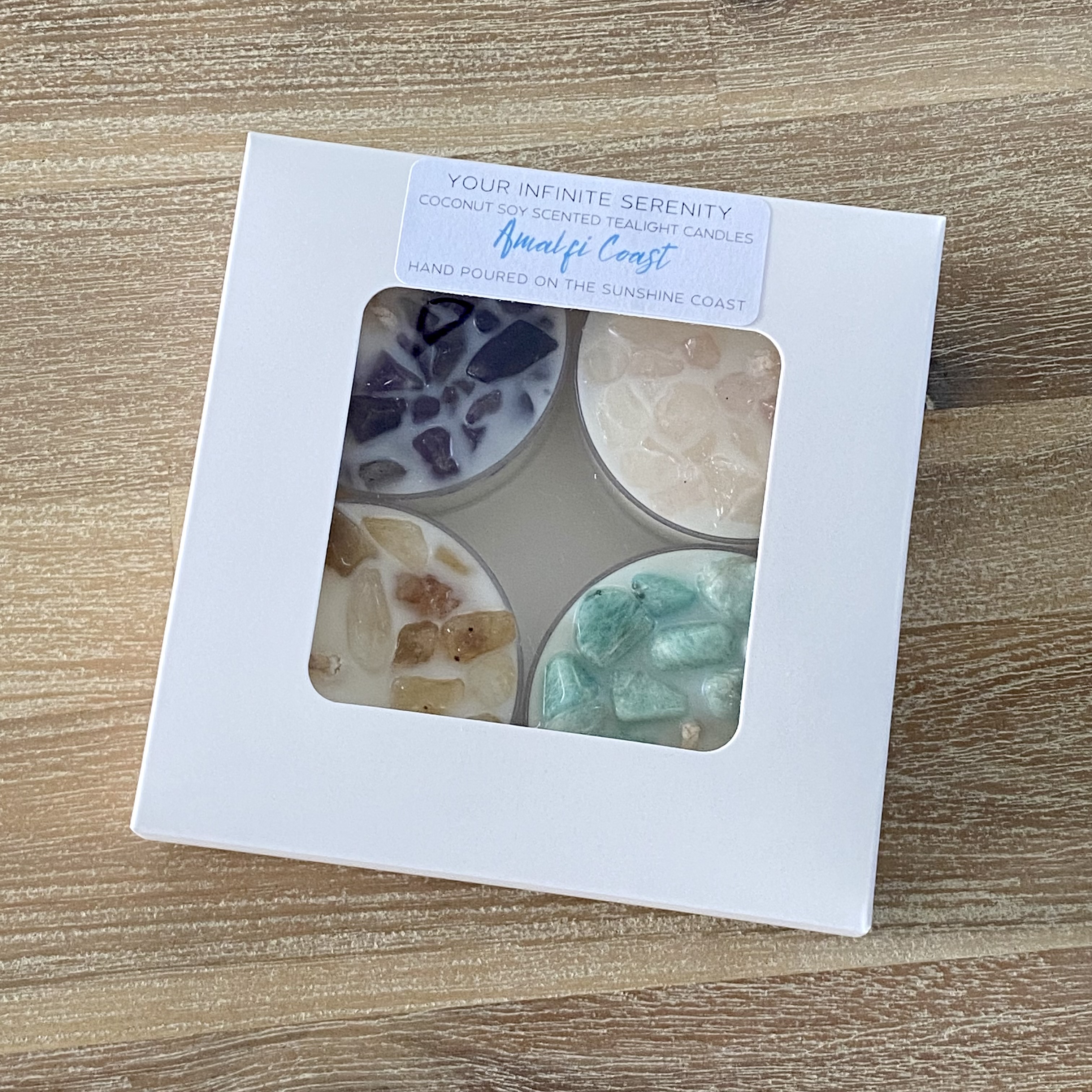 4pk Amalfi Coast Coconut Soy Crystal Maxi Tealight Candles