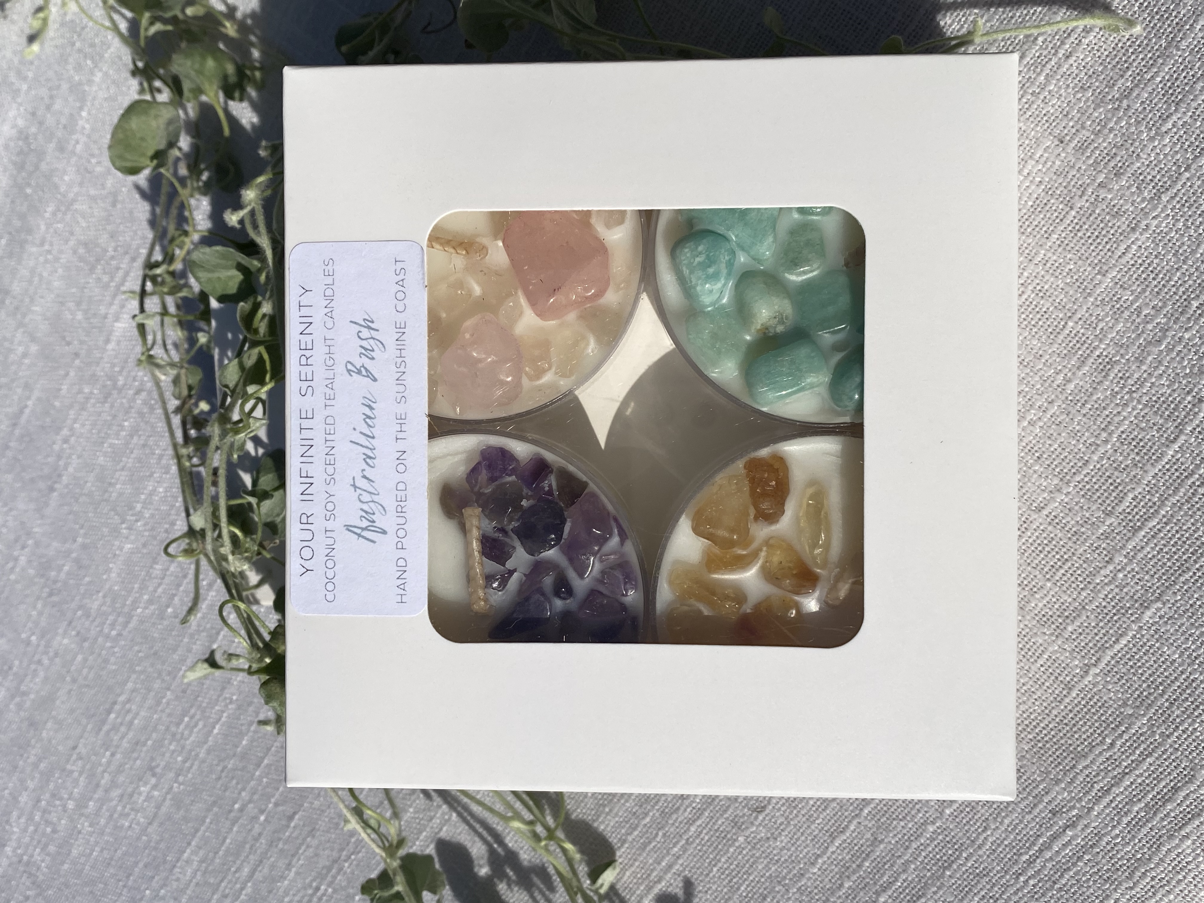 4pk Australian Bush Coconut Soy Crystal Maxi Tealight Candles