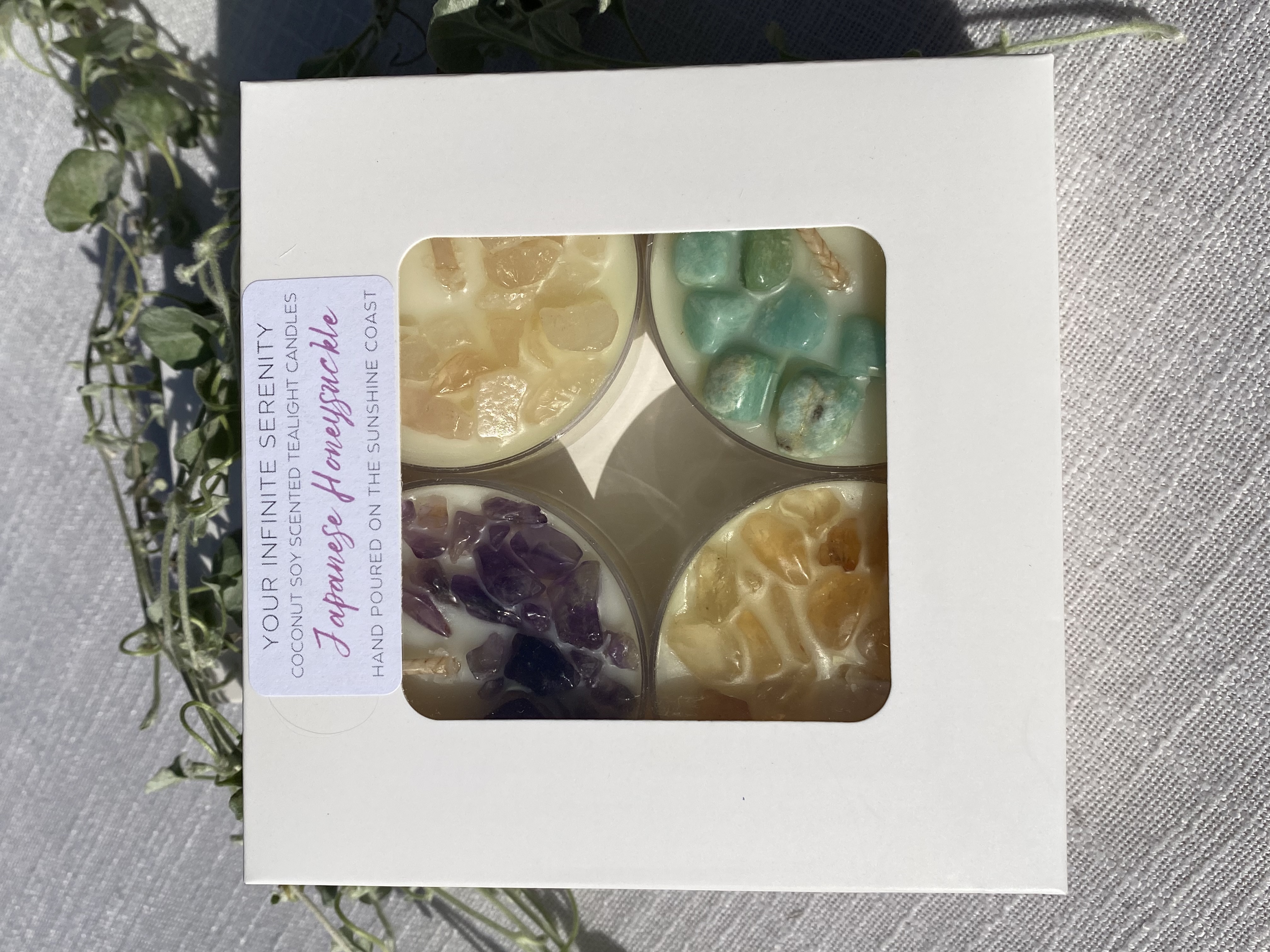 4pk Japanese Honeysuckle Coconut Soy Crystal Maxi Tealight Candles