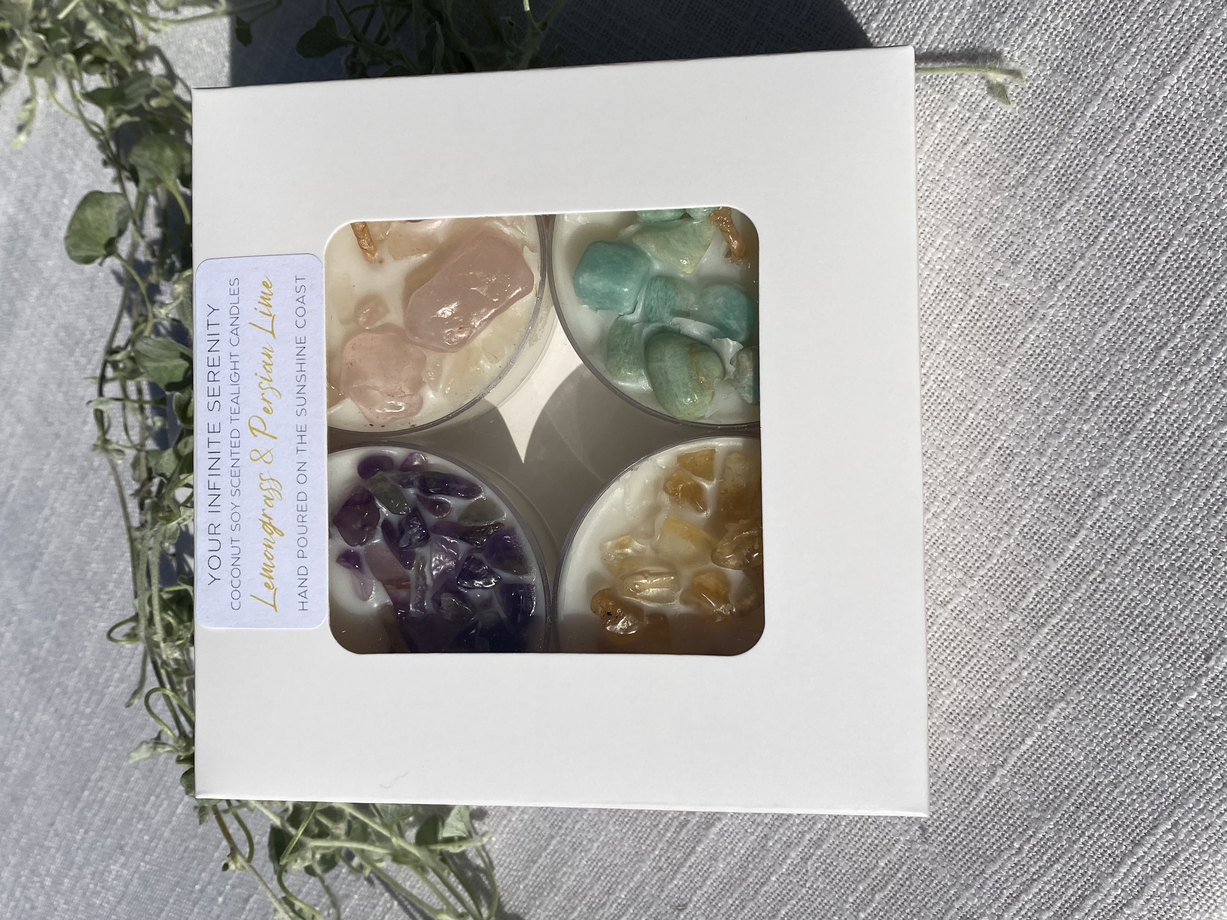 4pk Lemongrass and Persian Lime Coconut Soy Crystal Maxi Tealight Candles