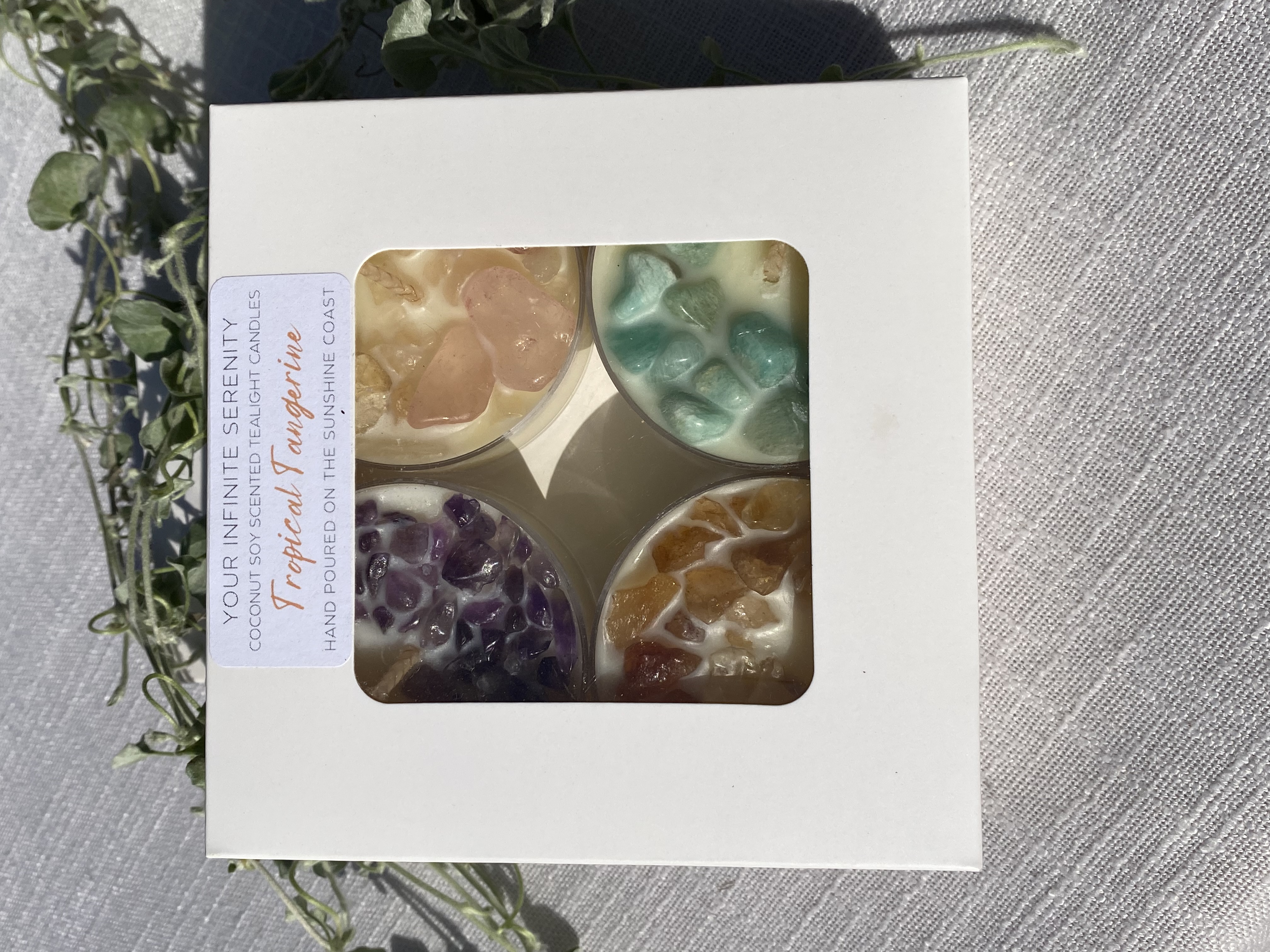 4pk Tropical Tangerine Coconut Soy Crystal Maxi Tealight Candles