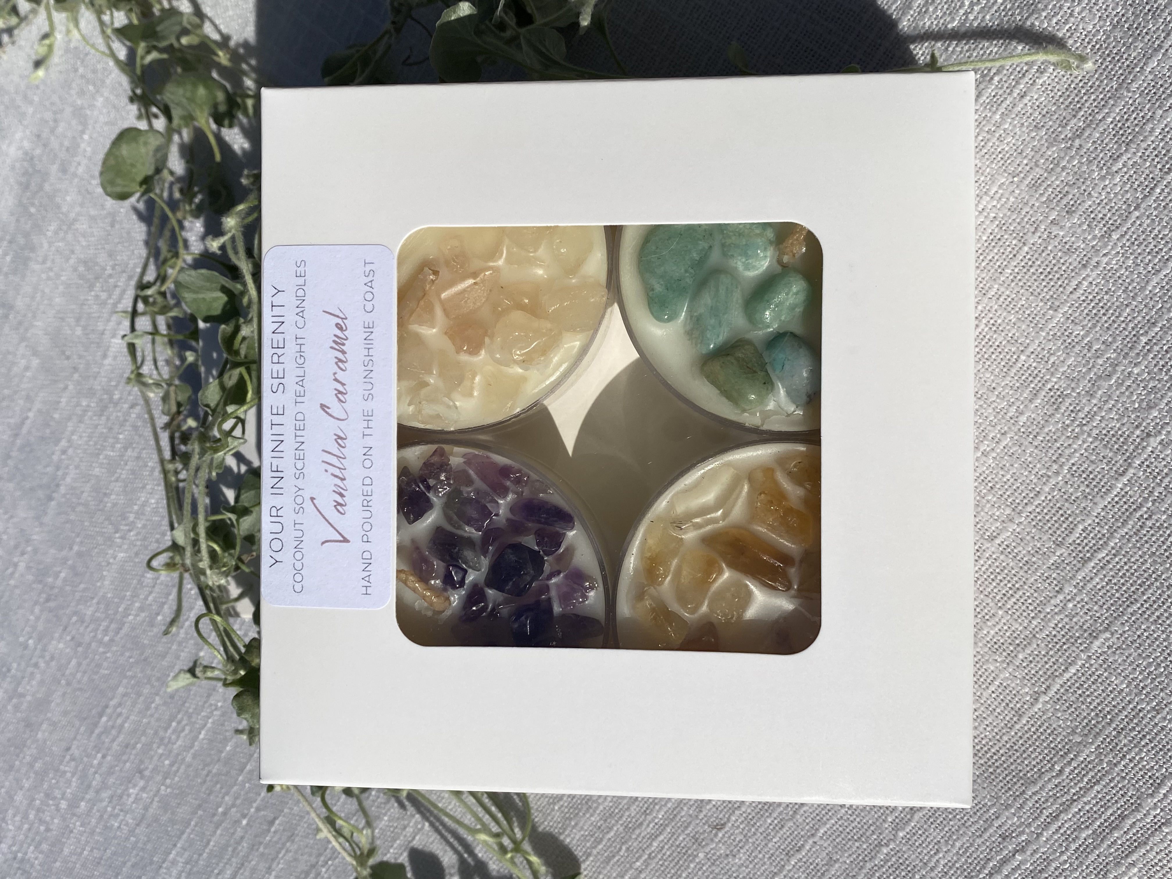 4pk Vanilla Caramel Coconut Soy Crystal Maxi Tealight Candles