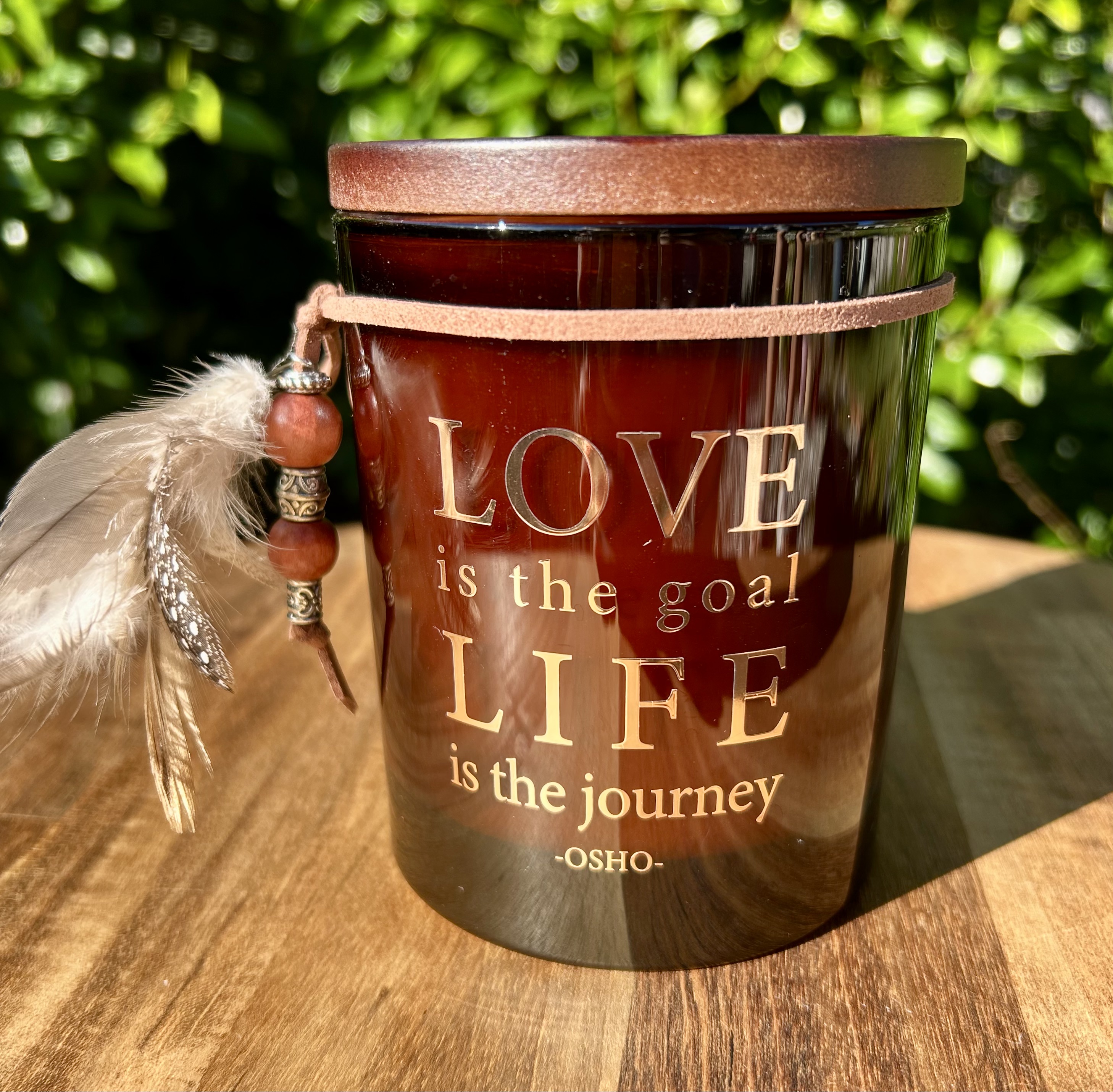 Japanese honeysuckle Large Amber Love Life Coconut Soy Candle