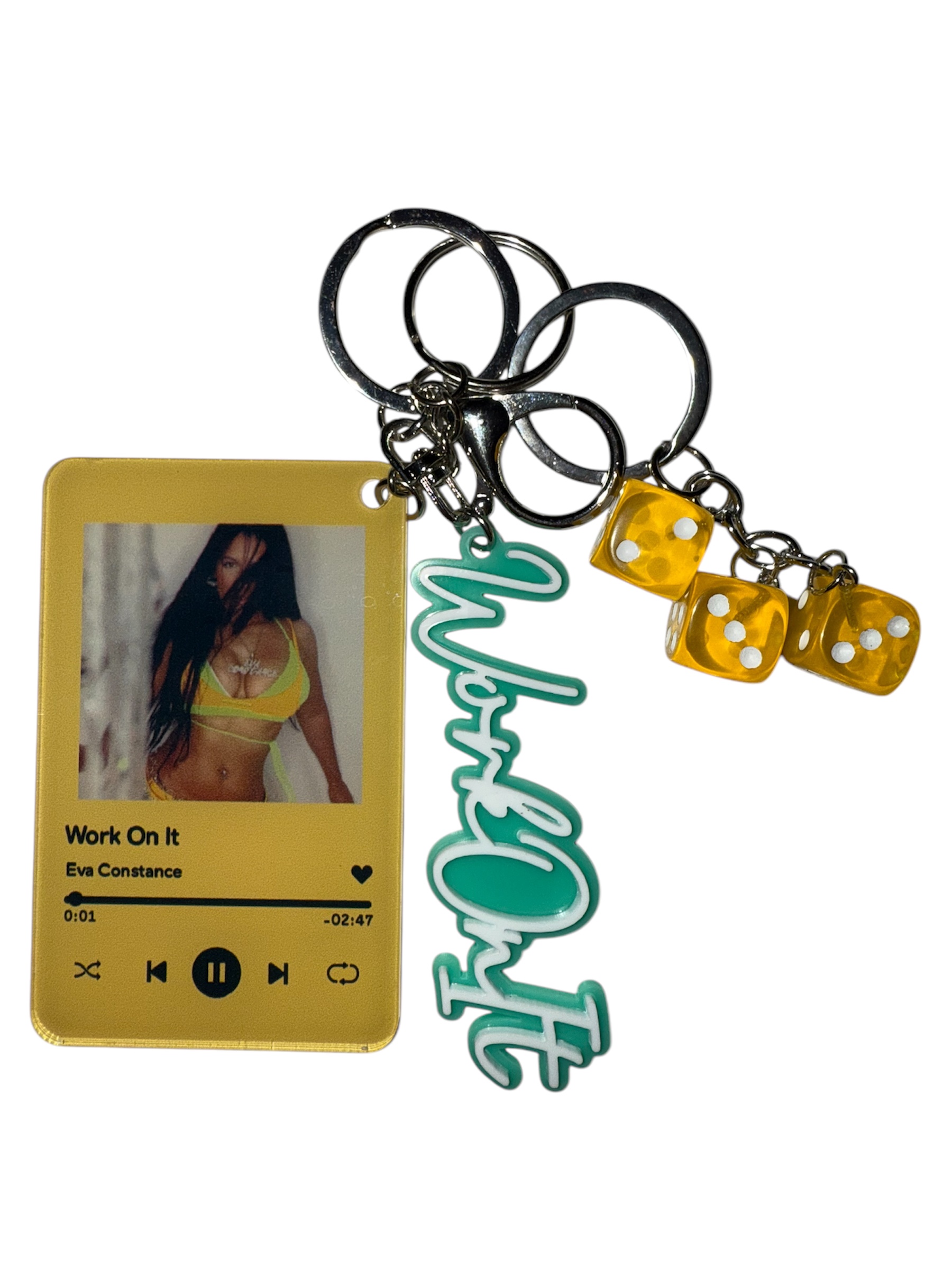 Teal Work On It Keychain 
