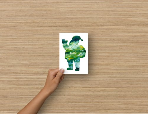 Christmas Card - Santa Claus (green) - Joulukortti